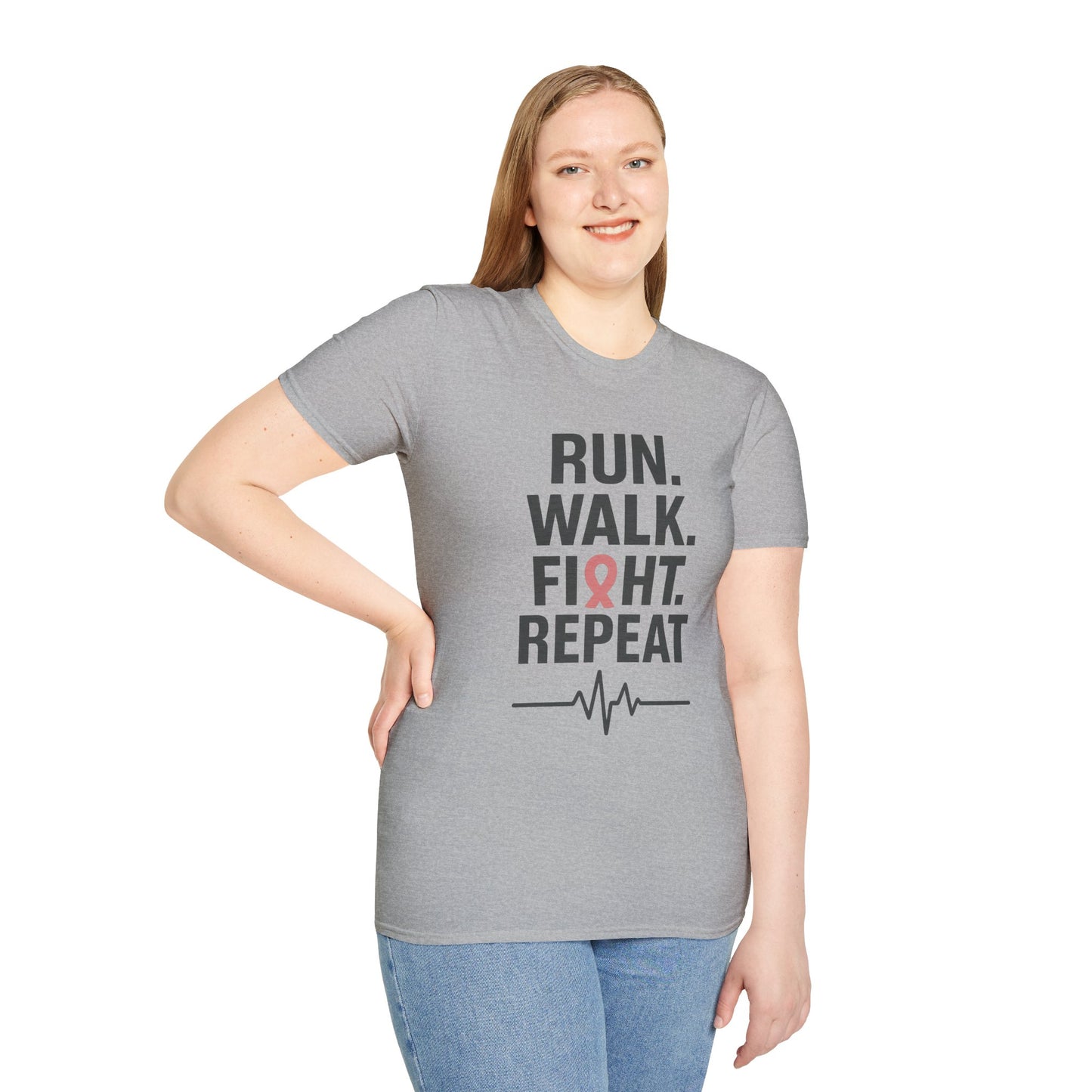 Run. Walk. Fight. Repeat. | Breast Cancer Awareness Tee