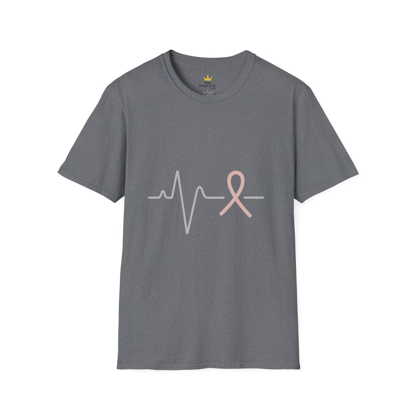 Heartbeat Pink Ribbon T-Shirt | Minimalist Breast Cancer Awareness Tee