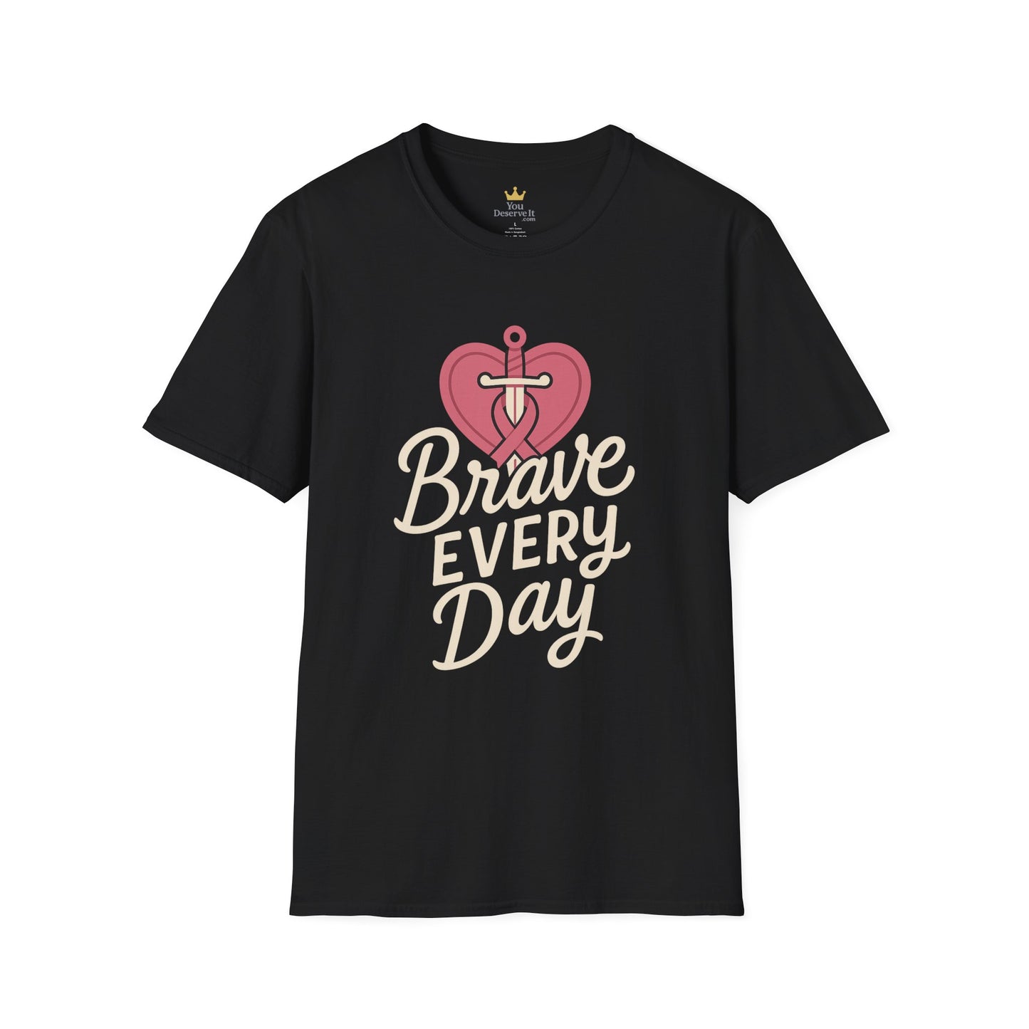 Brave Every Day Shirt | Breast Cancer Awareness Tee with Sword & Ribbon Heart