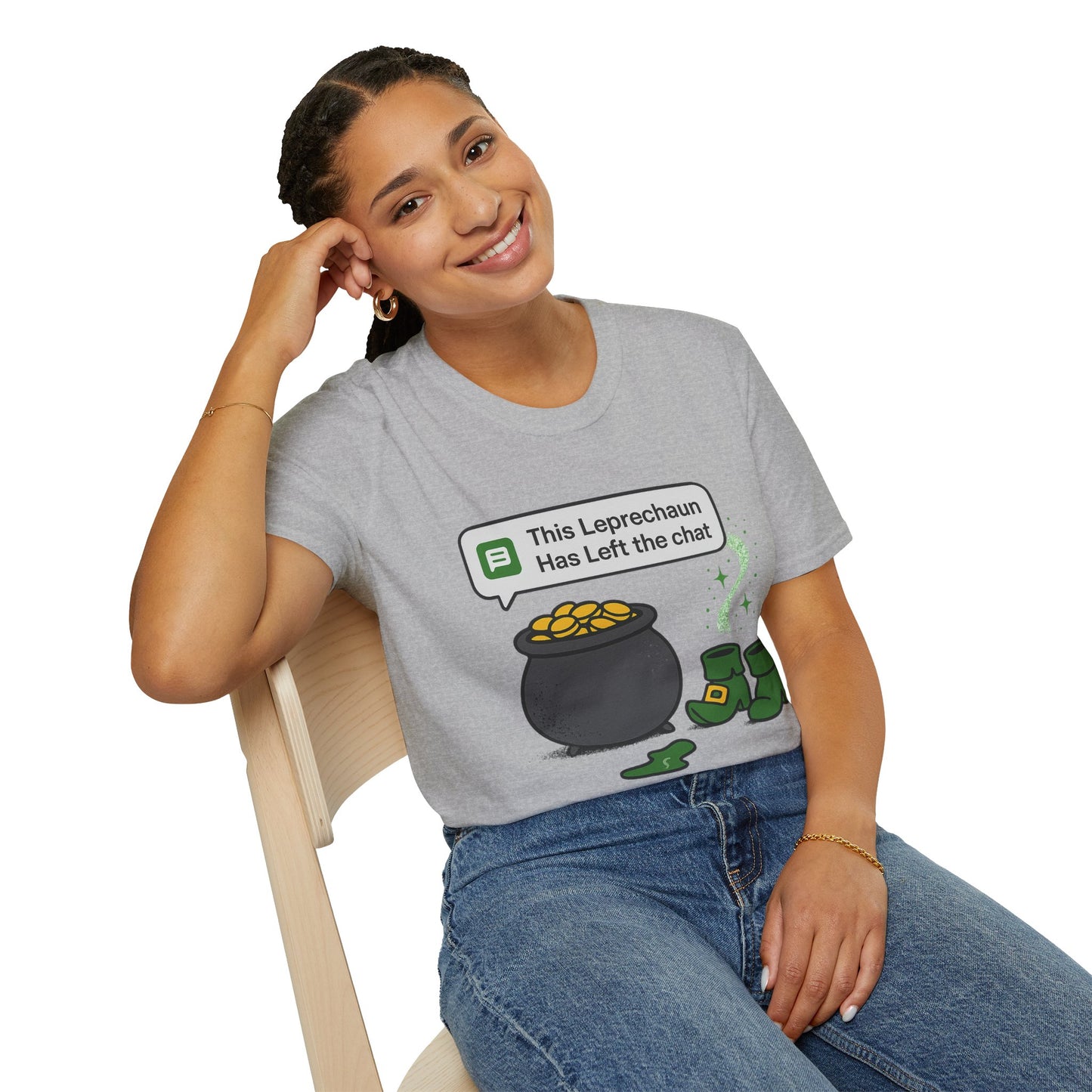 This Leprechaun Has Left the Chat | Funny St. Patrick's Day Tee | Sarcastic Irish Humor T-Shirt, Pot of Gold Joke Shirt