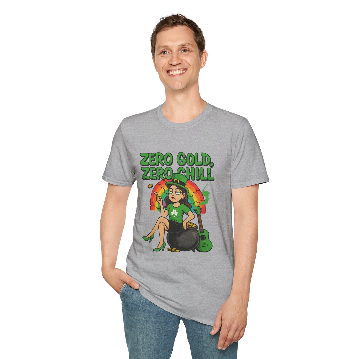 Zero Gold, Zero Chill | Funny St. Patrick's Day T-Shirt | Snarky Leprechaun Girl Tee, Sarcastic Irish Pride Shirt, Anti-Luck Humor