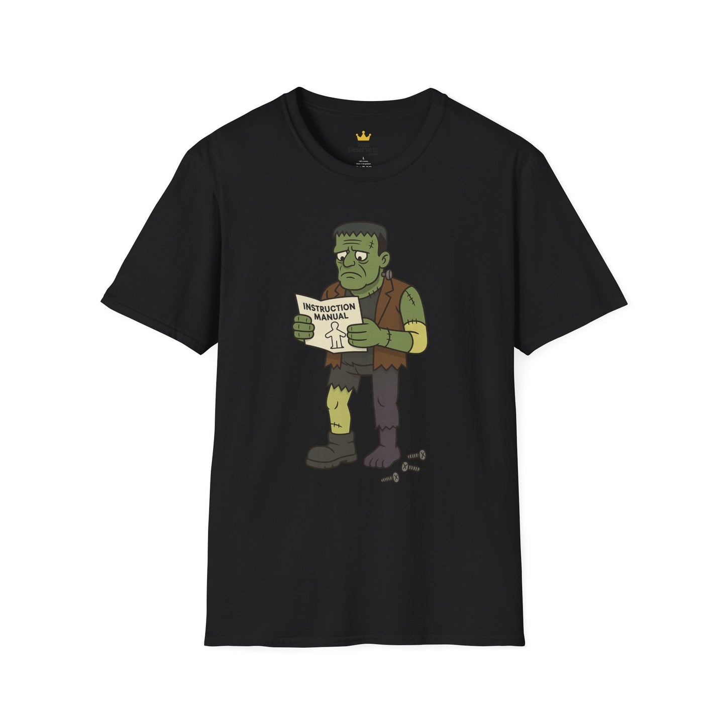 Funny Frankenstein T-Shirt, Unisex Softstyle Tee, Halloween Costume, Horror Movie Lover Gift, Cozy Casual Wear, Graphic Tee
