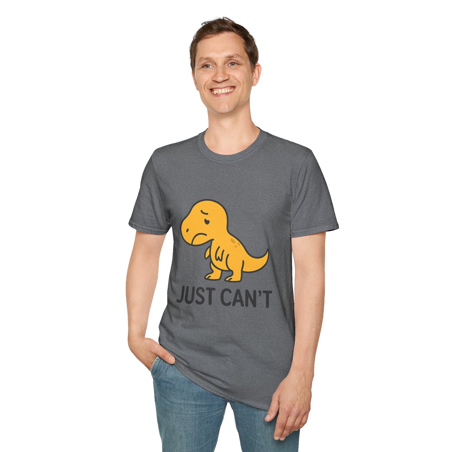 Just Can't Dinosaur T-Shirt | Funny T-Rex Mood Tee for Adults & Teens