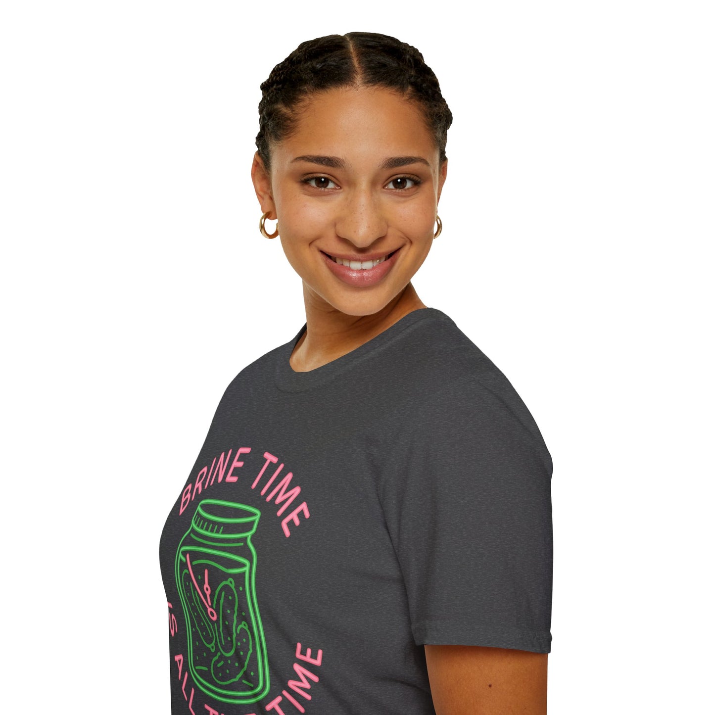 Brine Time Is All the Time – Retro Neon Pickle Jar T-Shirt