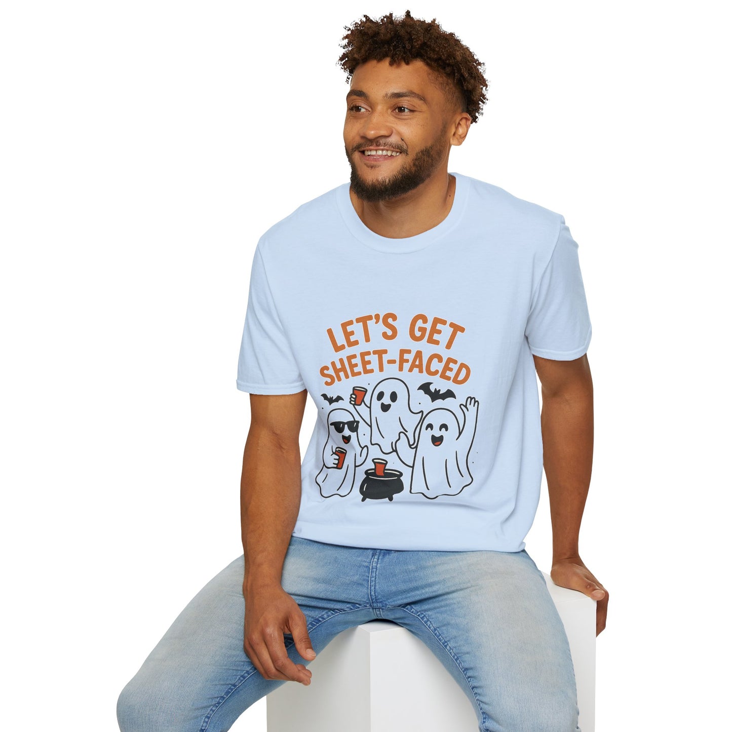 Let's Get Sheet-Faced Ghost Shirt | Funny Halloween Drinking Party Tee