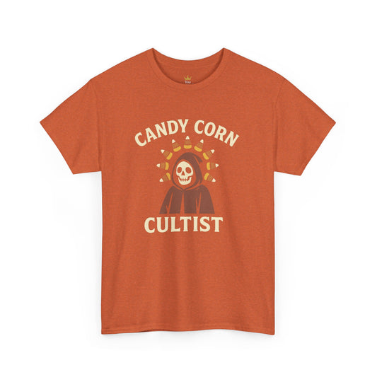 Candy Corn Cultist T-Shirt | Funny Halloween Graphic Tee for Sweet Tooth Fanatics