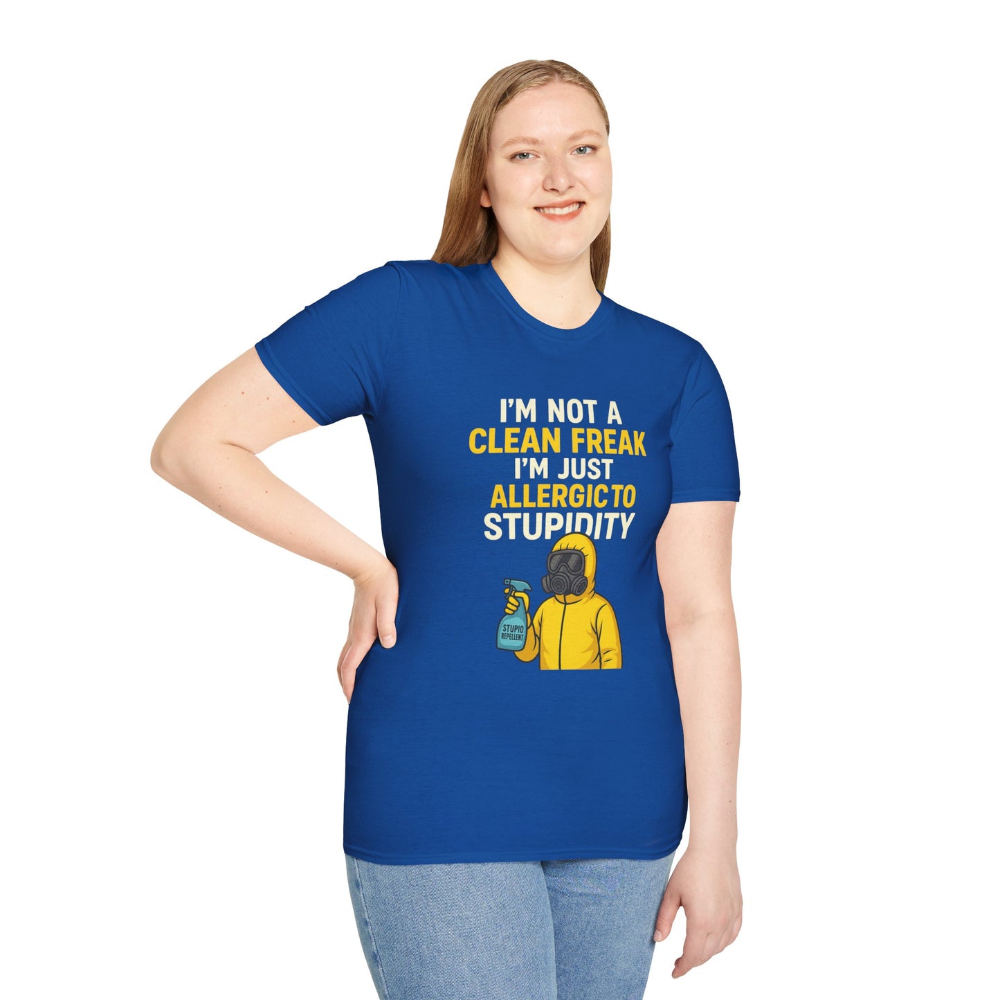 Funny Allergic to Stupidity T-Shirt, Gift for Clean Freaks, Quirky Statement Tee, Unisex Humor Shirt, Perfect for Friends & Family