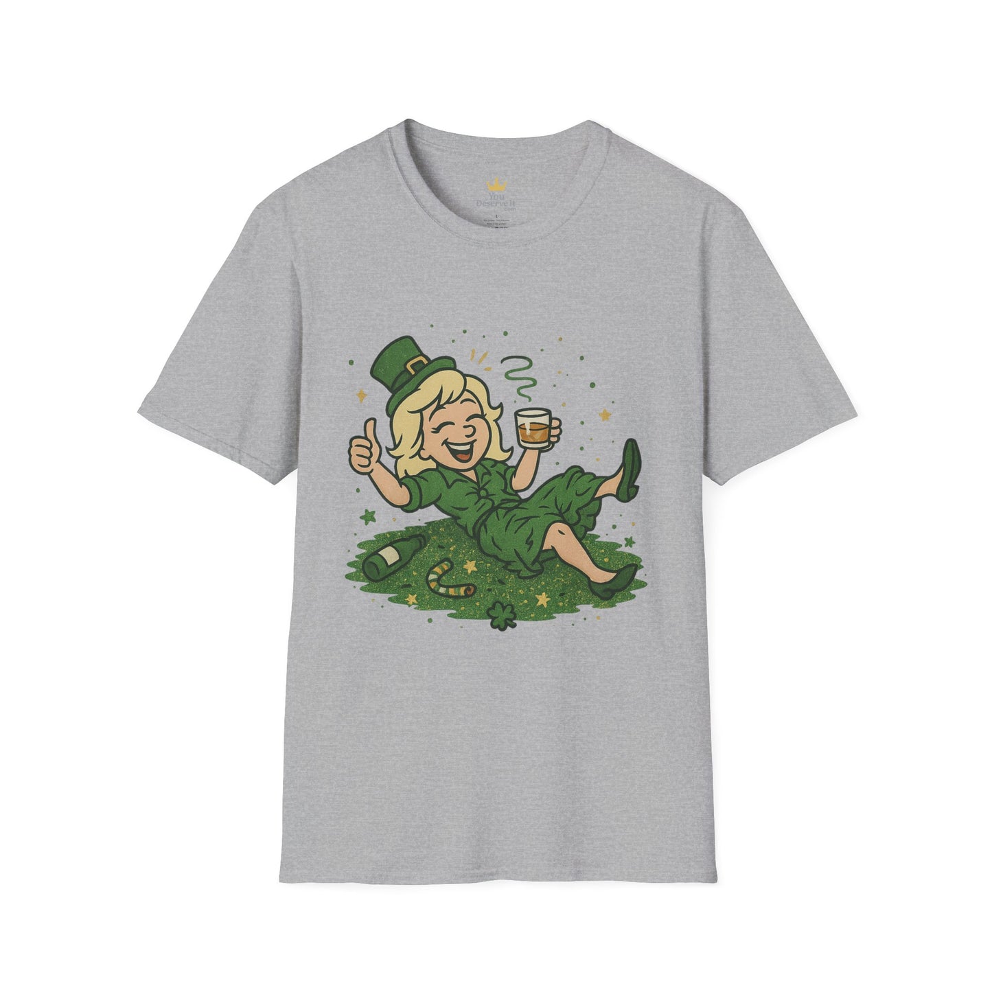 Shamrocked and Unbothered | Funny St. Patrick's Day Tee | Tipsy Leprechaun Lady T-Shirt, Irish Drinking Party Shirt for Women