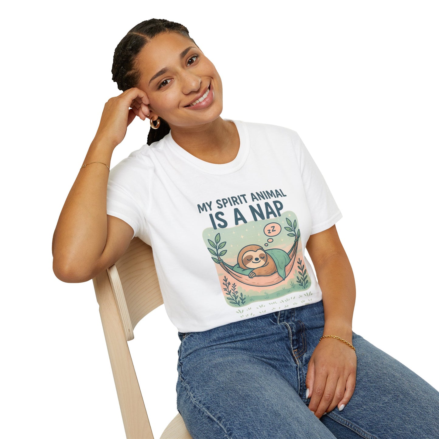 My Spirit Animal Is a Nap T-Shirt | Cute Sleepy Sloth in Hammock Design