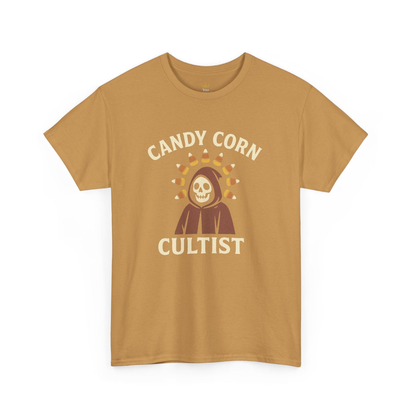 Candy Corn Cultist T-Shirt | Funny Halloween Graphic Tee for Sweet Tooth Fanatics