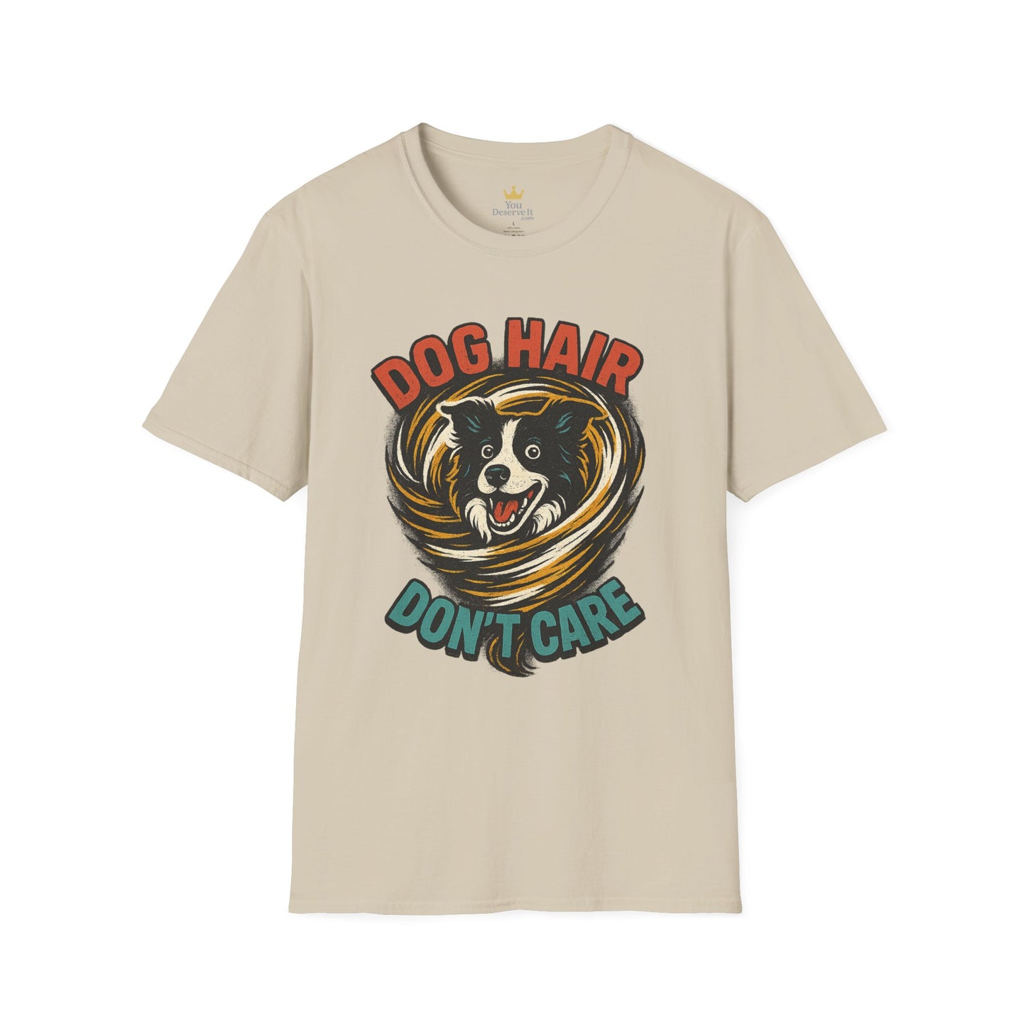 Dog Hair Don't Care Border Collie Retro Tee | Funny Spray-Paint Style T-Shirt for Pet Lovers, Gift for Pet Owners, Casual Unisex Shirt, Dog Lover Gift, Animal Theme Apparel