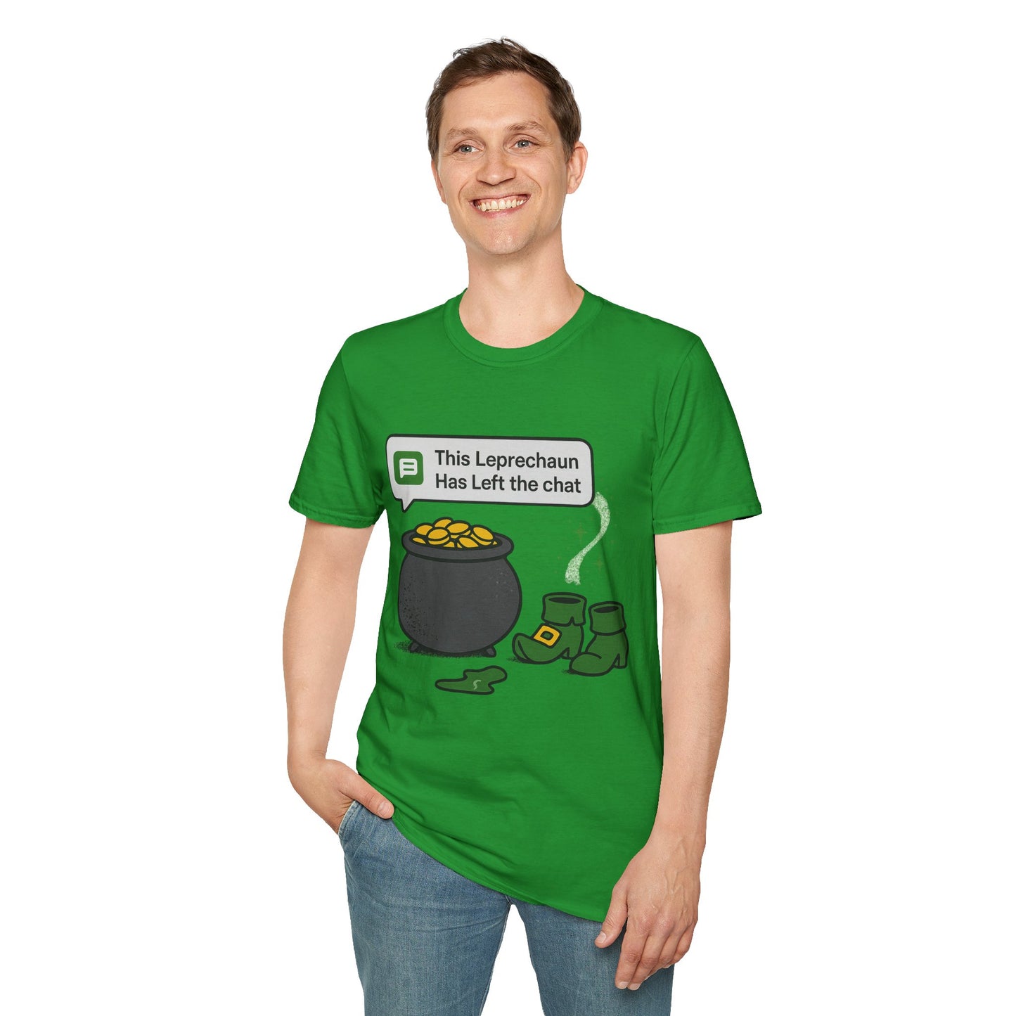 This Leprechaun Has Left the Chat | Funny St. Patrick's Day Tee | Sarcastic Irish Humor T-Shirt, Pot of Gold Joke Shirt