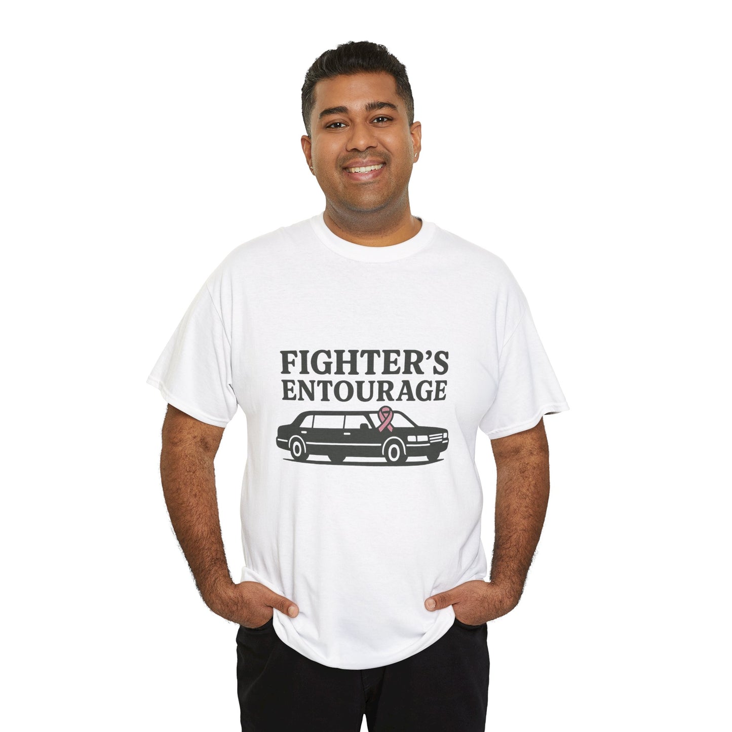 Fighter's Entourage Shirt | Breast Cancer Awareness Tee with Limo and Ribbon Design