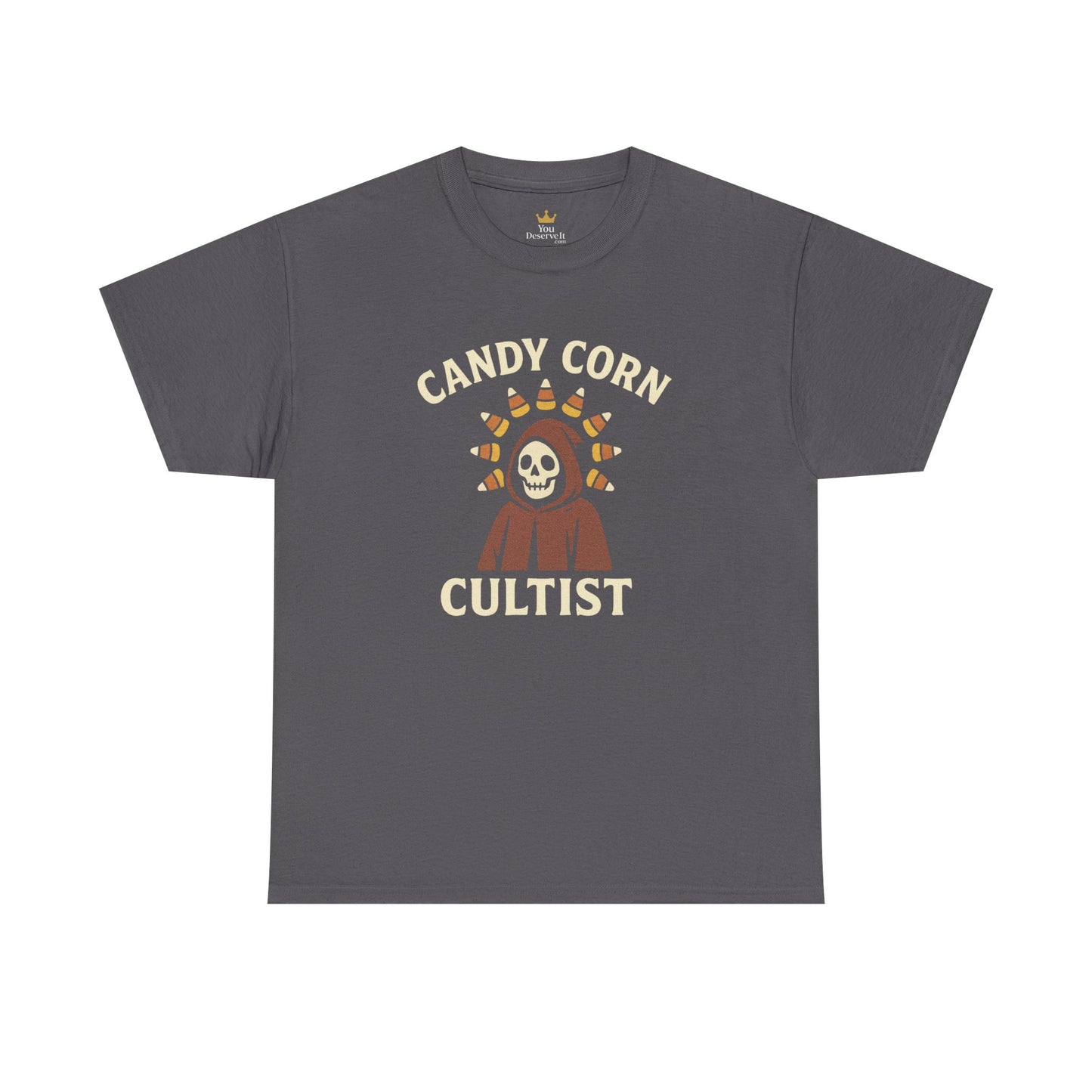 Candy Corn Cultist T-Shirt | Funny Halloween Graphic Tee for Sweet Tooth Fanatics