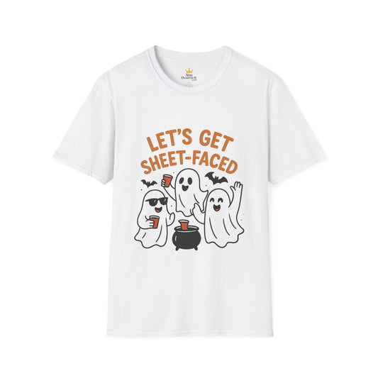 Let's Get Sheet-Faced Ghost Shirt | Funny Halloween Drinking Party Tee