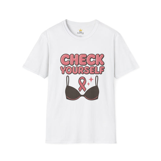 Check Yourself Breast Cancer Awareness T-Shirt | Funny Bra Ribbon Tee for Women