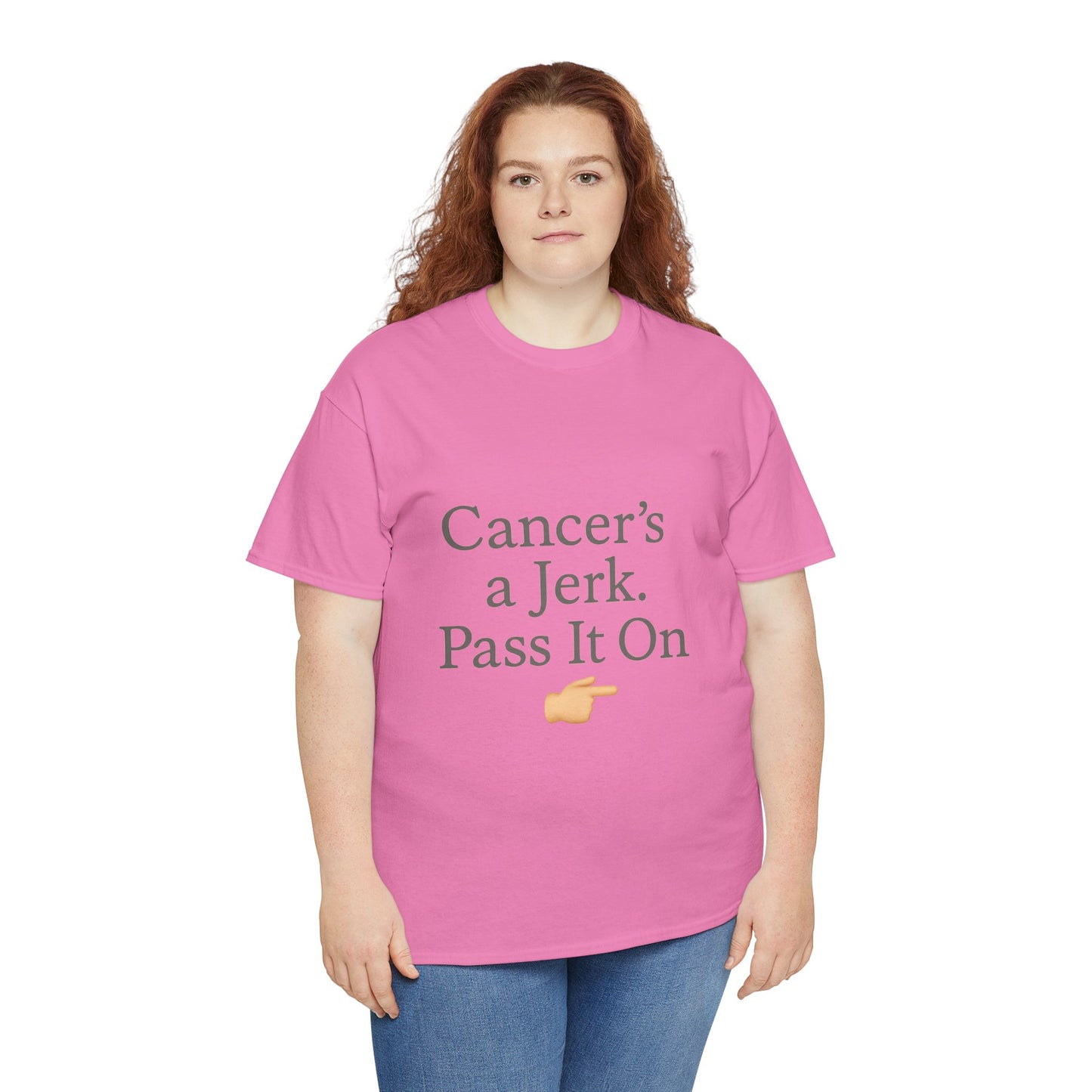 Cancer's a Jerk Shirt | Funny Supportive Awareness T-Shirt with Pointing Emoji