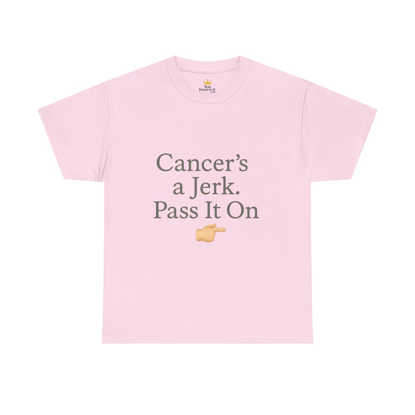 Cancer's a Jerk Shirt | Funny Supportive Awareness T-Shirt with Pointing Emoji