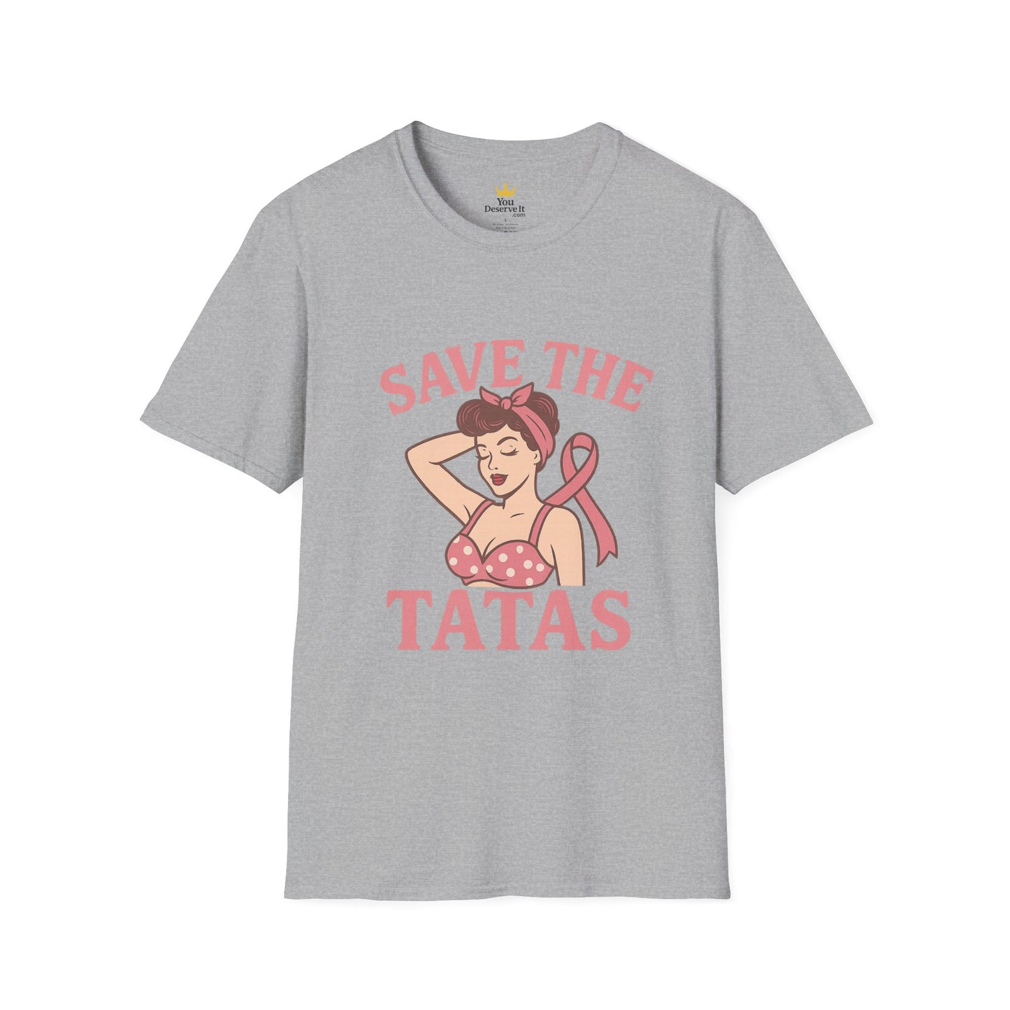 Save the Tatas Shirt | Retro Pin-Up Breast Cancer Awareness Tee with Pink Ribbon