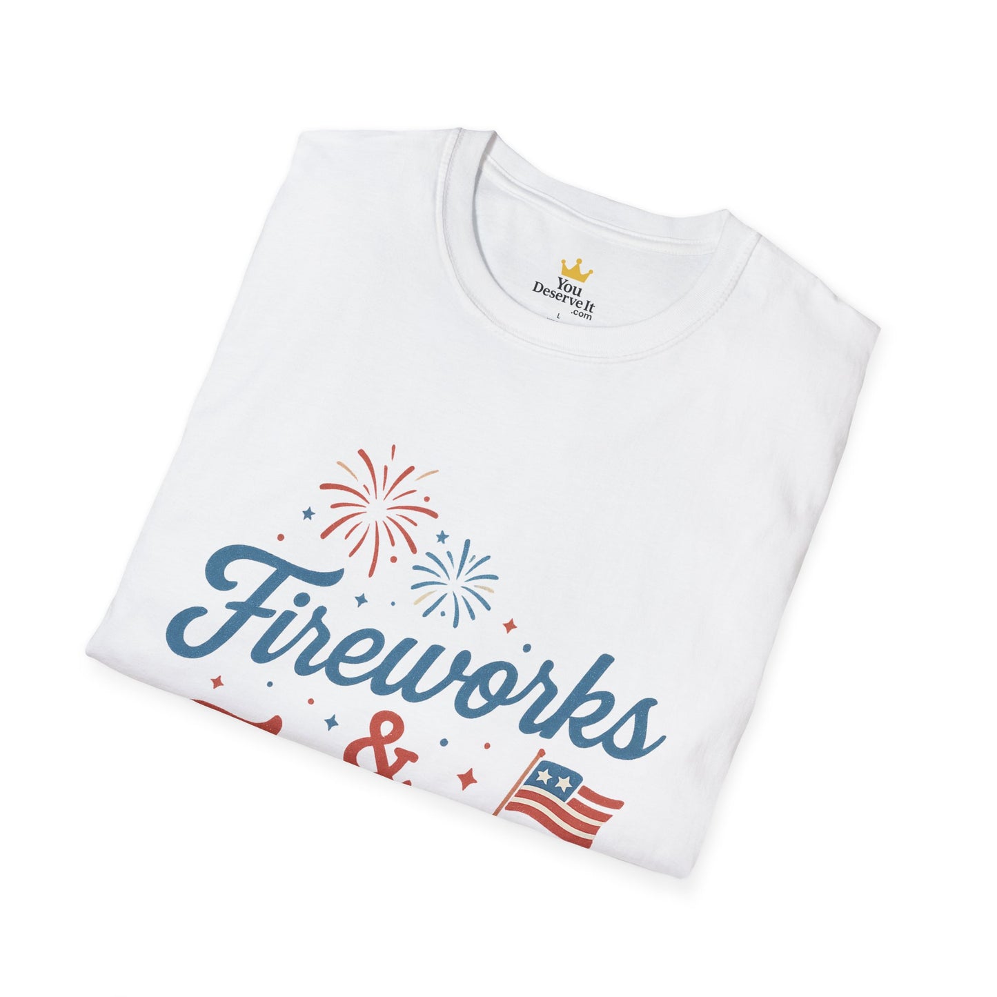 Fireworks & Freedom Shirt | 4th of July Patriotic Tee | Red White and Blue Celebration T-Shirt