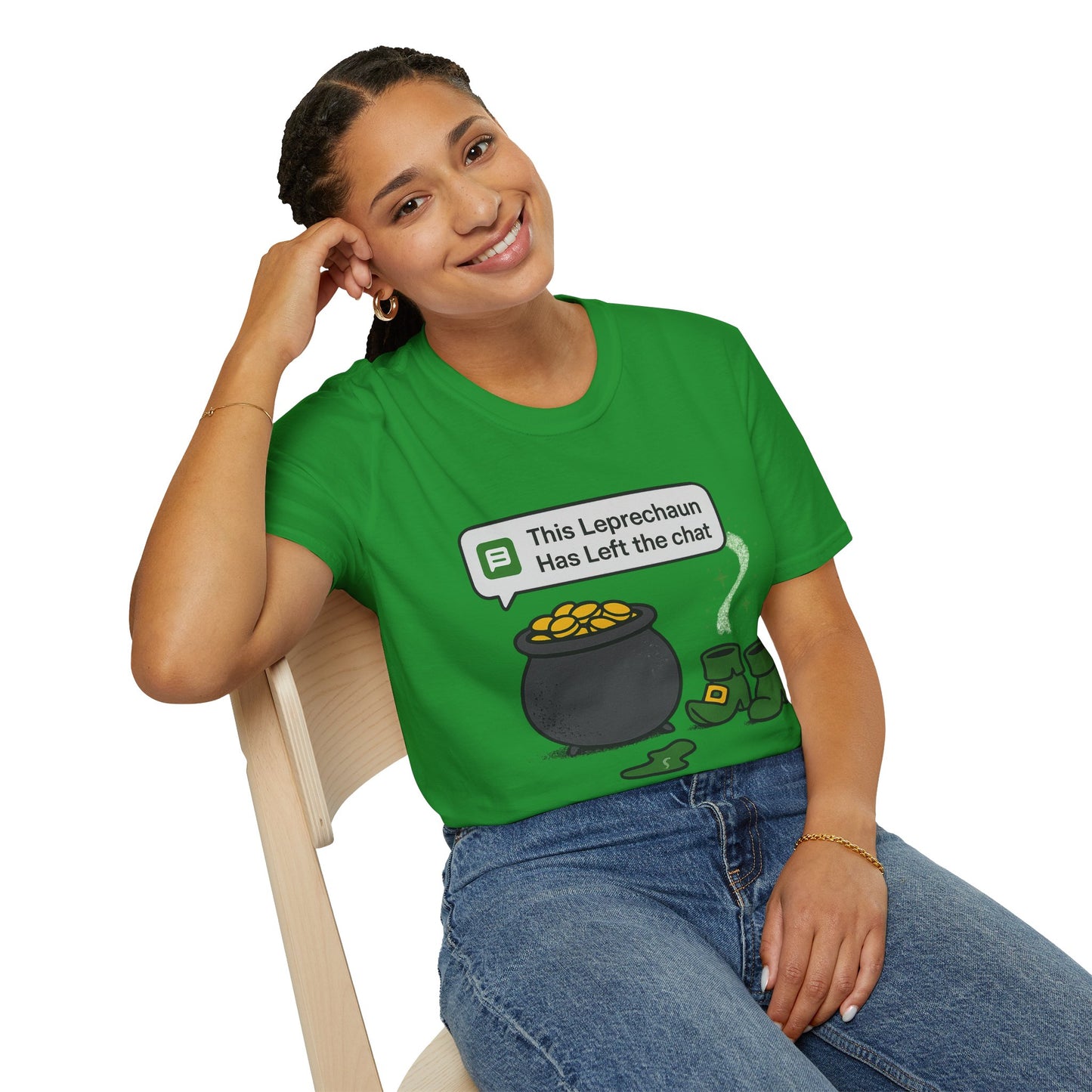 This Leprechaun Has Left the Chat | Funny St. Patrick's Day Tee | Sarcastic Irish Humor T-Shirt, Pot of Gold Joke Shirt