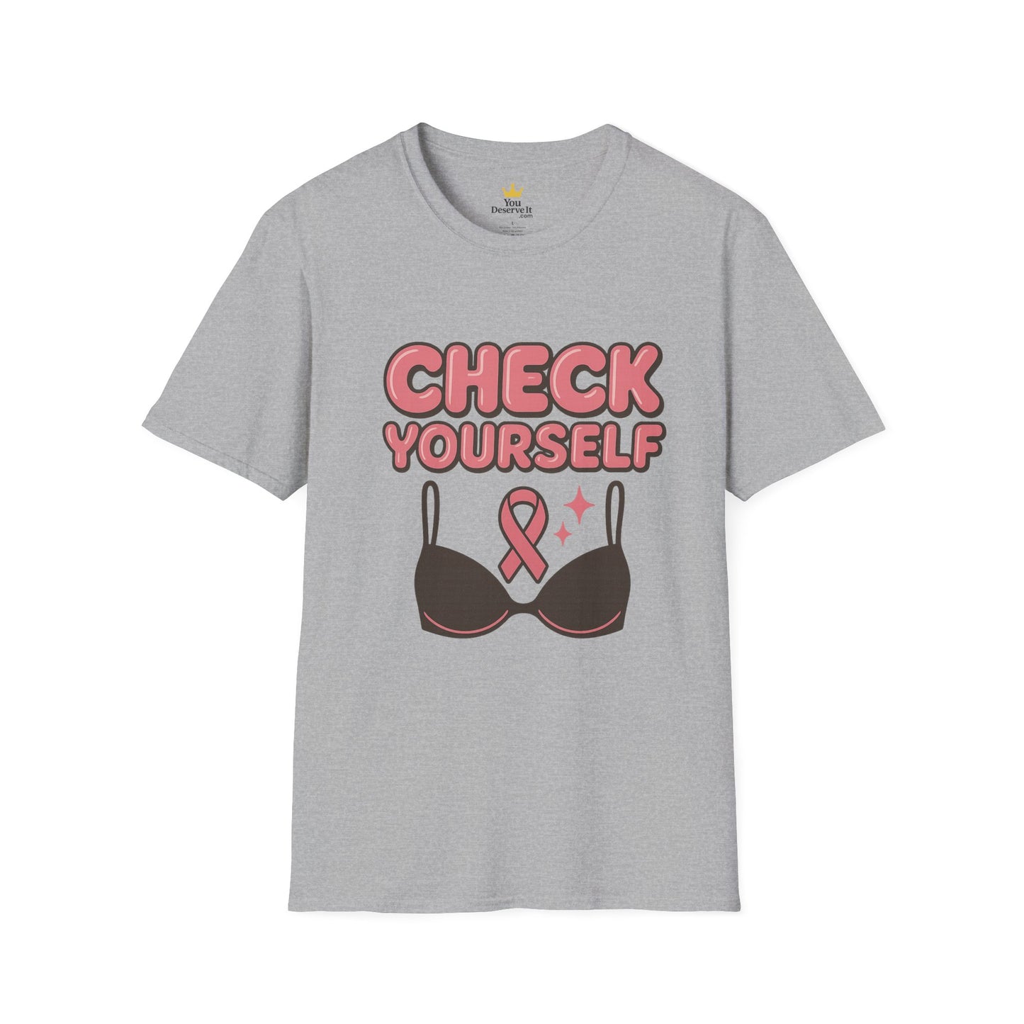 Check Yourself Breast Cancer Awareness T-Shirt | Funny Bra Ribbon Tee for Women