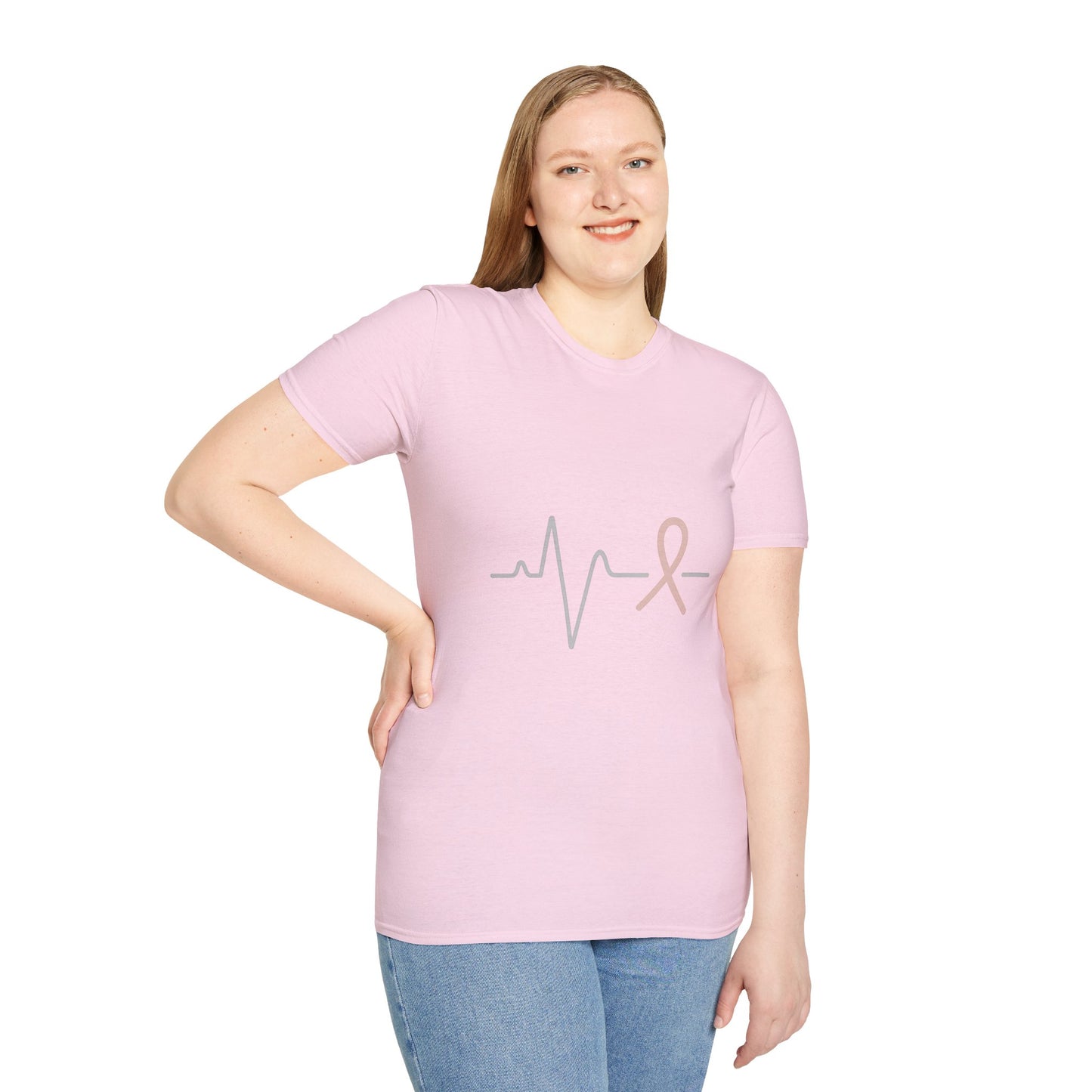 Heartbeat Pink Ribbon T-Shirt | Minimalist Breast Cancer Awareness Tee