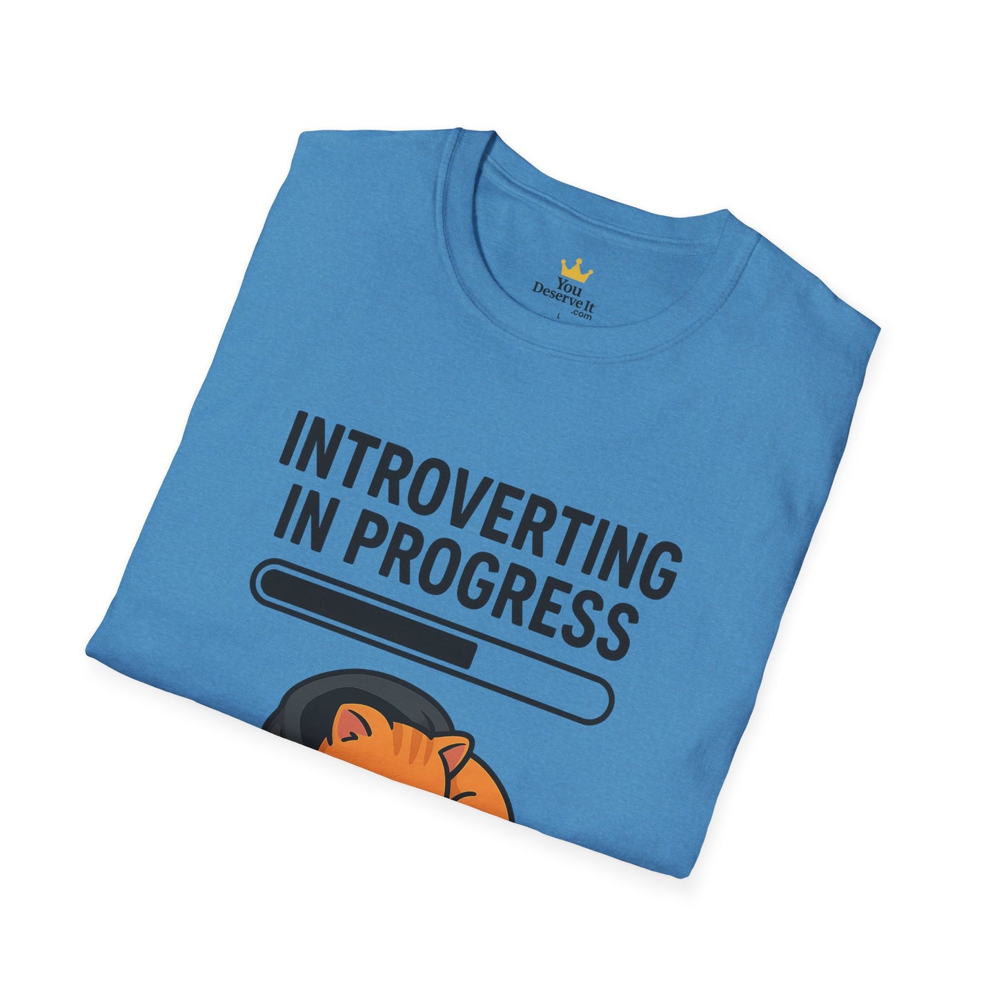 Introverting in Progress T-Shirt | Cute Cat Hoodie Tee for Proud Introverts