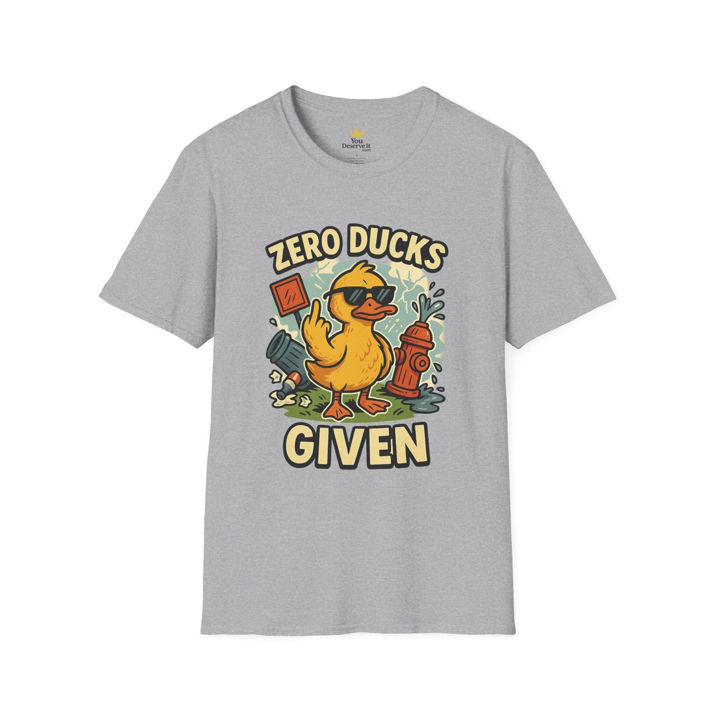 Zero Ducks Given T-Shirt | Funny Sarcastic Duck Flipping Off Graphic Tee
