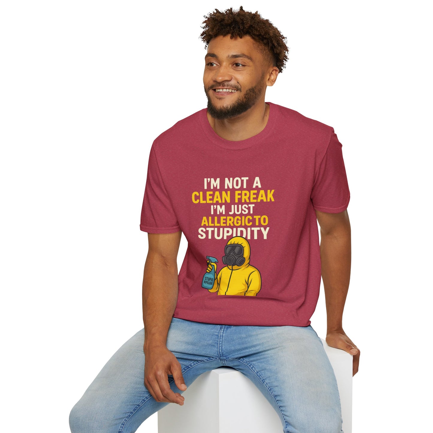 Funny Allergic to Stupidity T-Shirt, Gift for Clean Freaks, Quirky Statement Tee, Unisex Humor Shirt, Perfect for Friends & Family