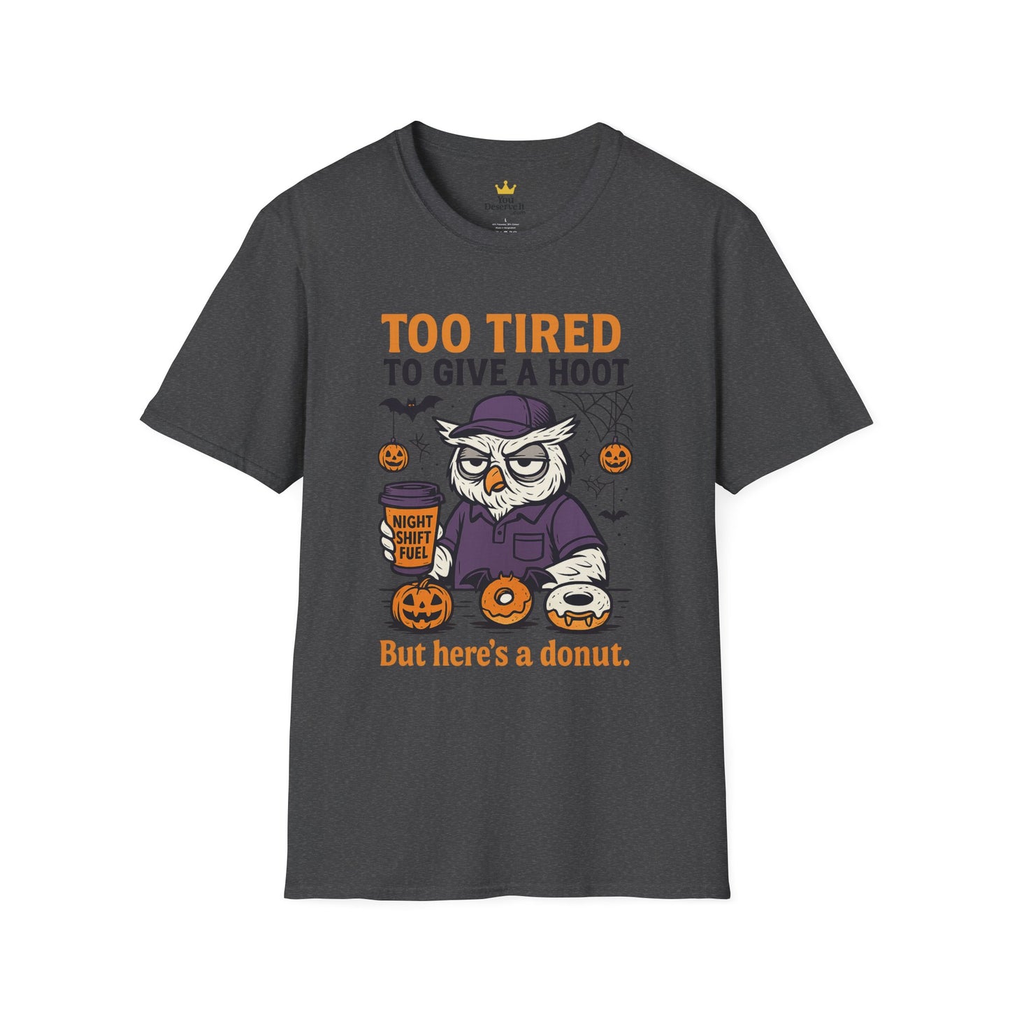Too Tired To Give A Hoot – Funny Halloween Owl Donut T-Shirt