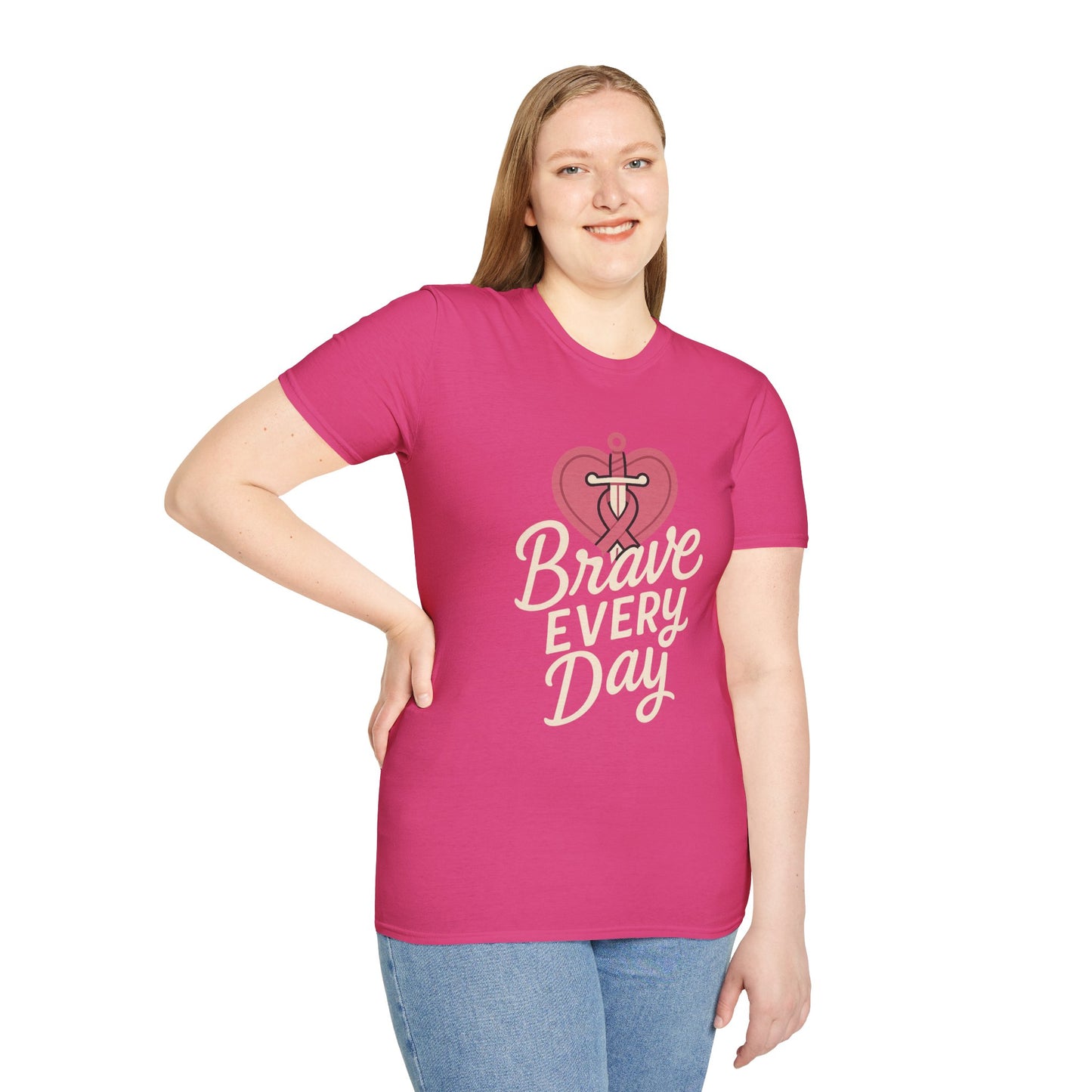 Brave Every Day Shirt | Breast Cancer Awareness Tee with Sword & Ribbon Heart
