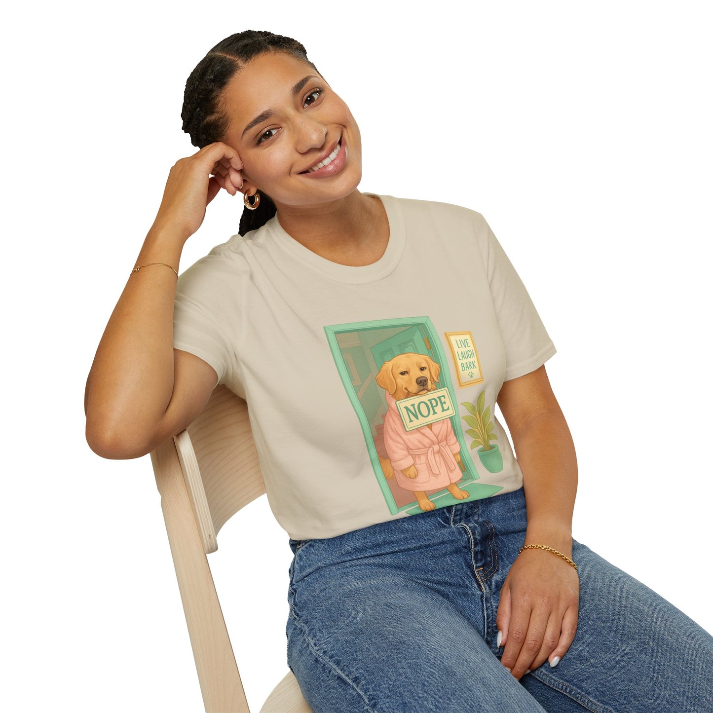 Smug Retriever "NOPE" Tee | Polite but Firm Gatekeeping Vibes, Pet Lover Gift, Animal Humor Tee, Casual Wear, Dog-Themed Apparel