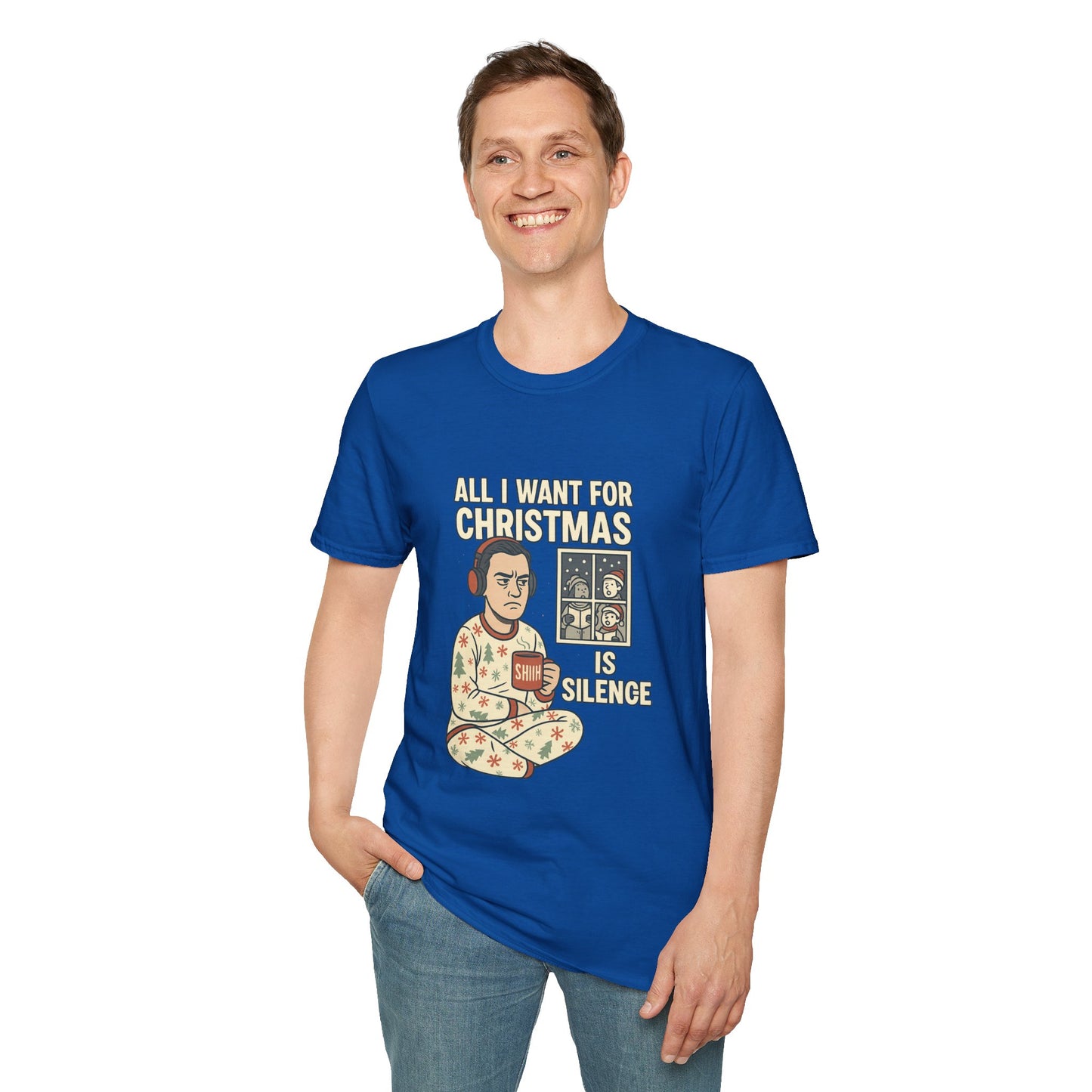 All I Want for Christmas Is Silence Shirt | Funny Anti-Social Holiday Tee | Introvert Christmas Pajamas Graphic Shirt | Sarcastic Xmas Gift
