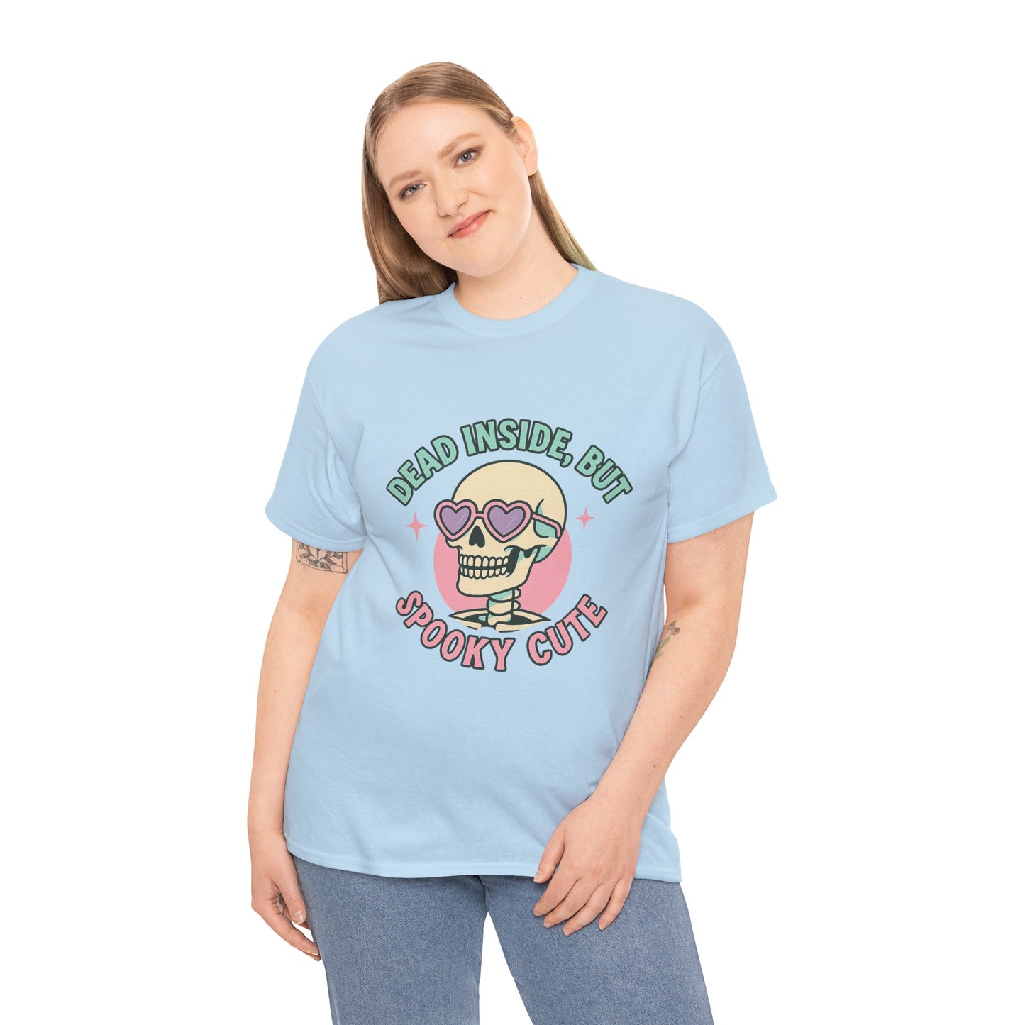 Dead Inside But Spooky Cute Shirt | Pastel Goth Skeleton Halloween Tee