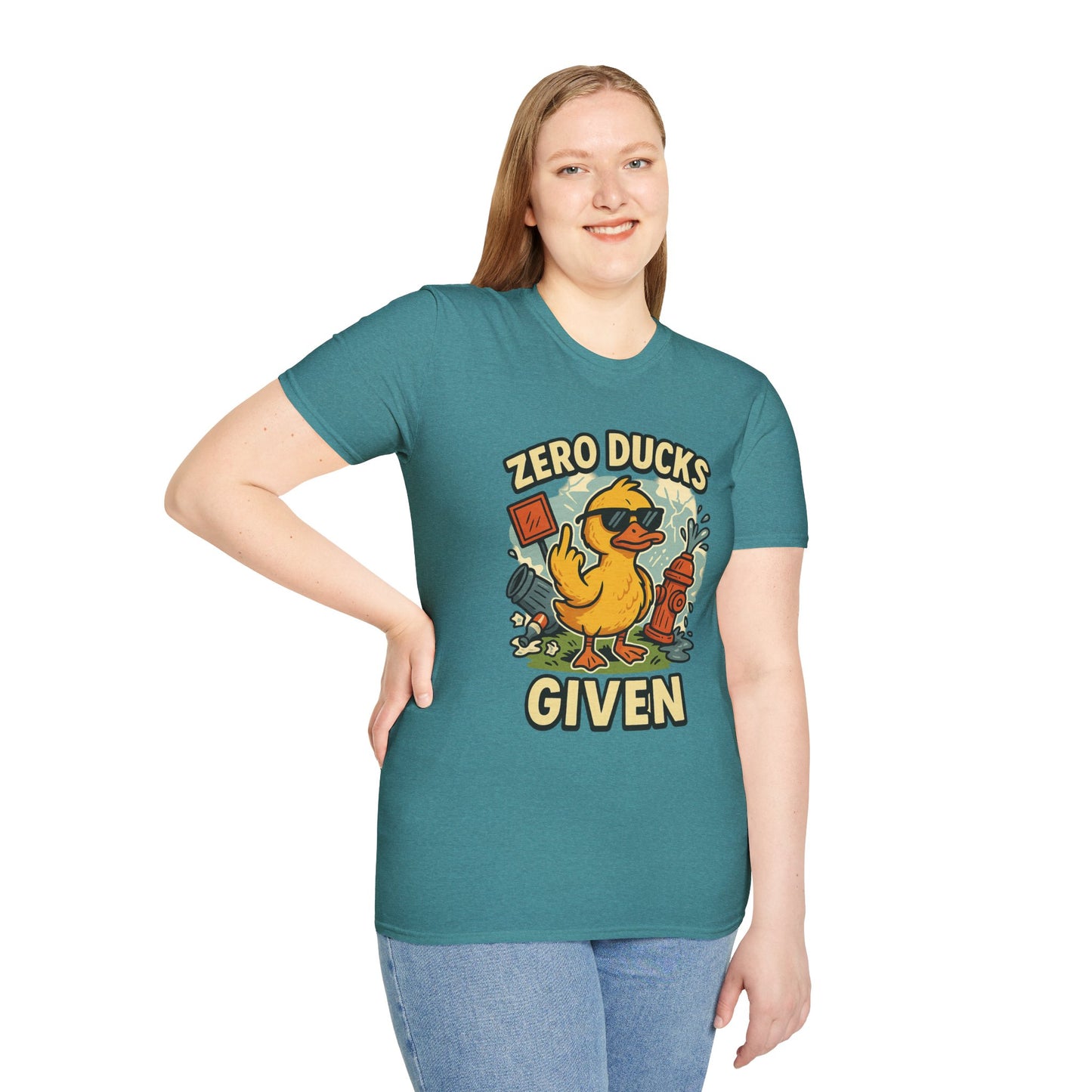 Zero Ducks Given T-Shirt | Funny Sarcastic Duck Flipping Off Graphic Tee