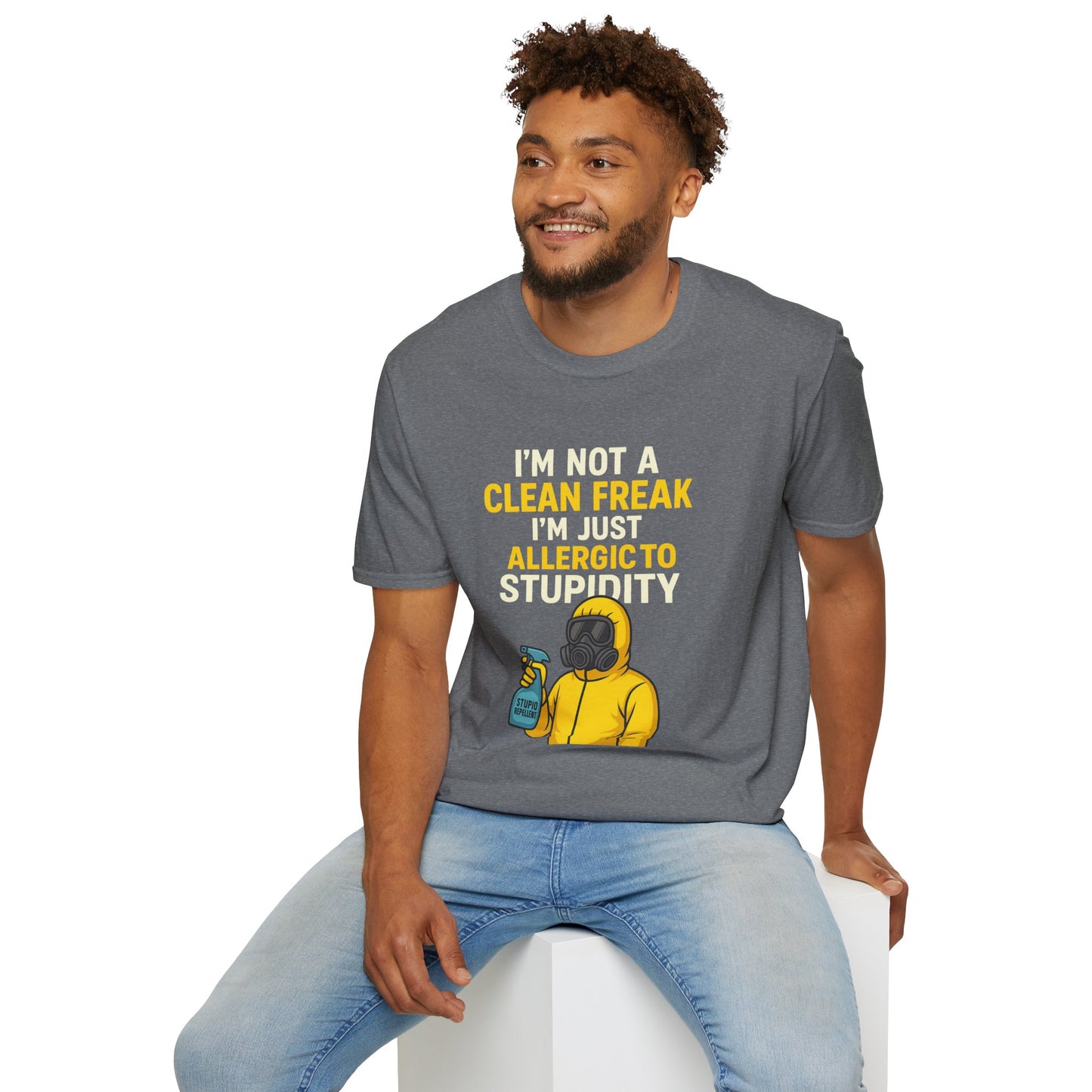 Funny Allergic to Stupidity T-Shirt, Gift for Clean Freaks, Quirky Statement Tee, Unisex Humor Shirt, Perfect for Friends & Family