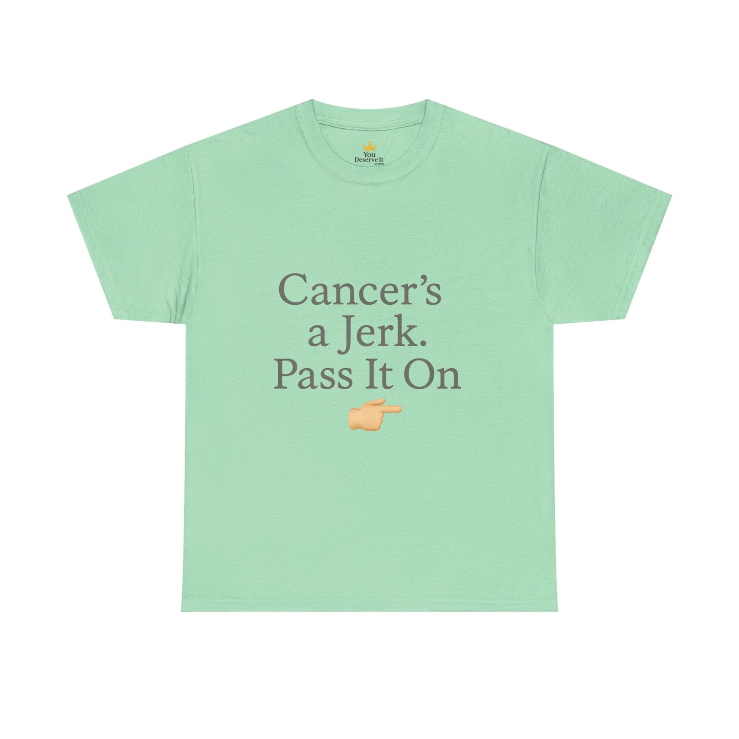 Cancer's a Jerk Shirt | Funny Supportive Awareness T-Shirt with Pointing Emoji