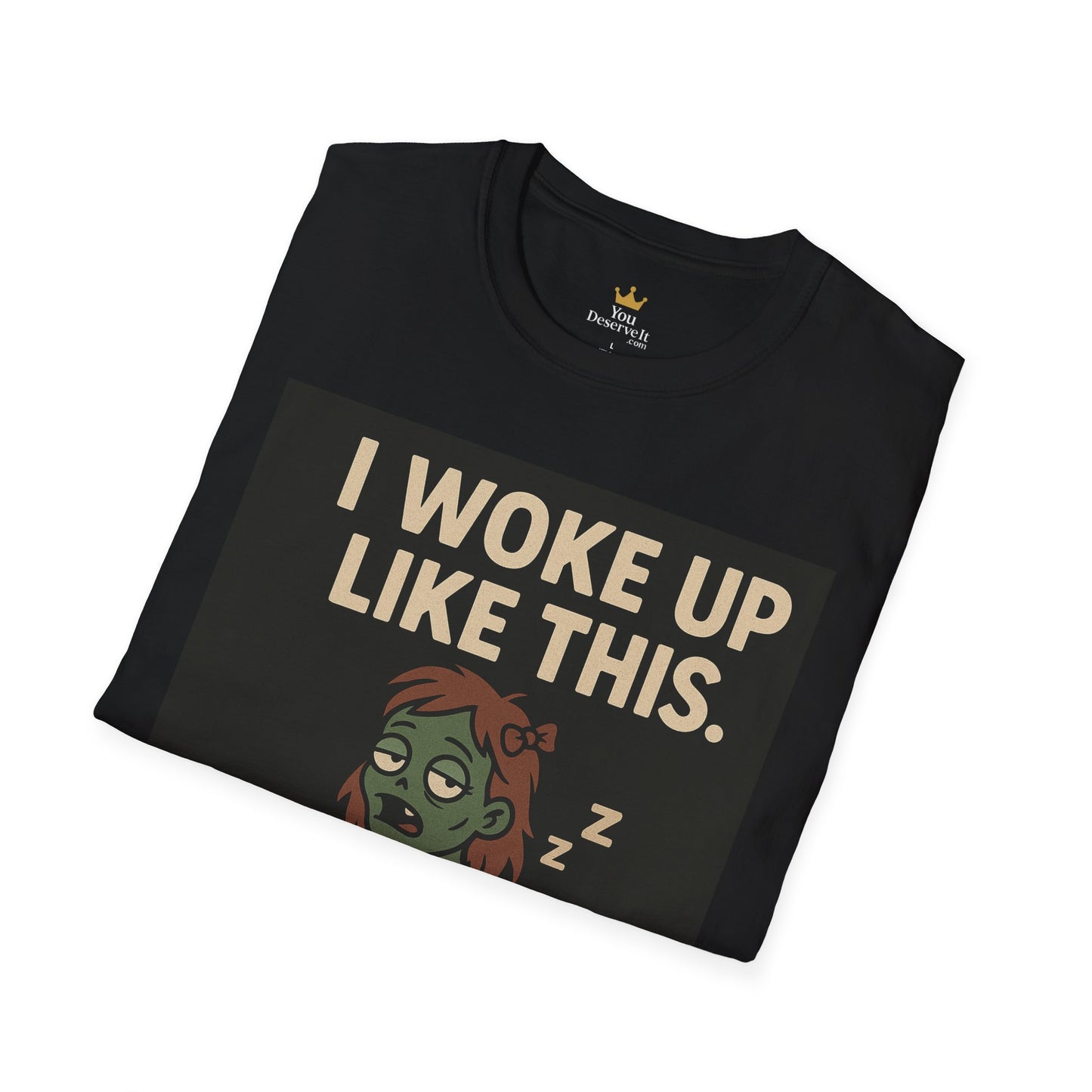 I Woke Up Like This Tired Zombie Girl Shirt | Funny Halloween Exhausted Graphic Tee