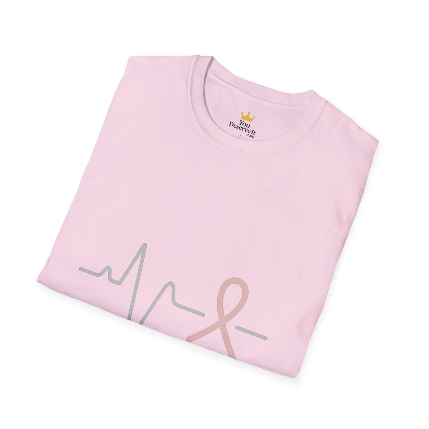 Heartbeat Pink Ribbon T-Shirt | Minimalist Breast Cancer Awareness Tee