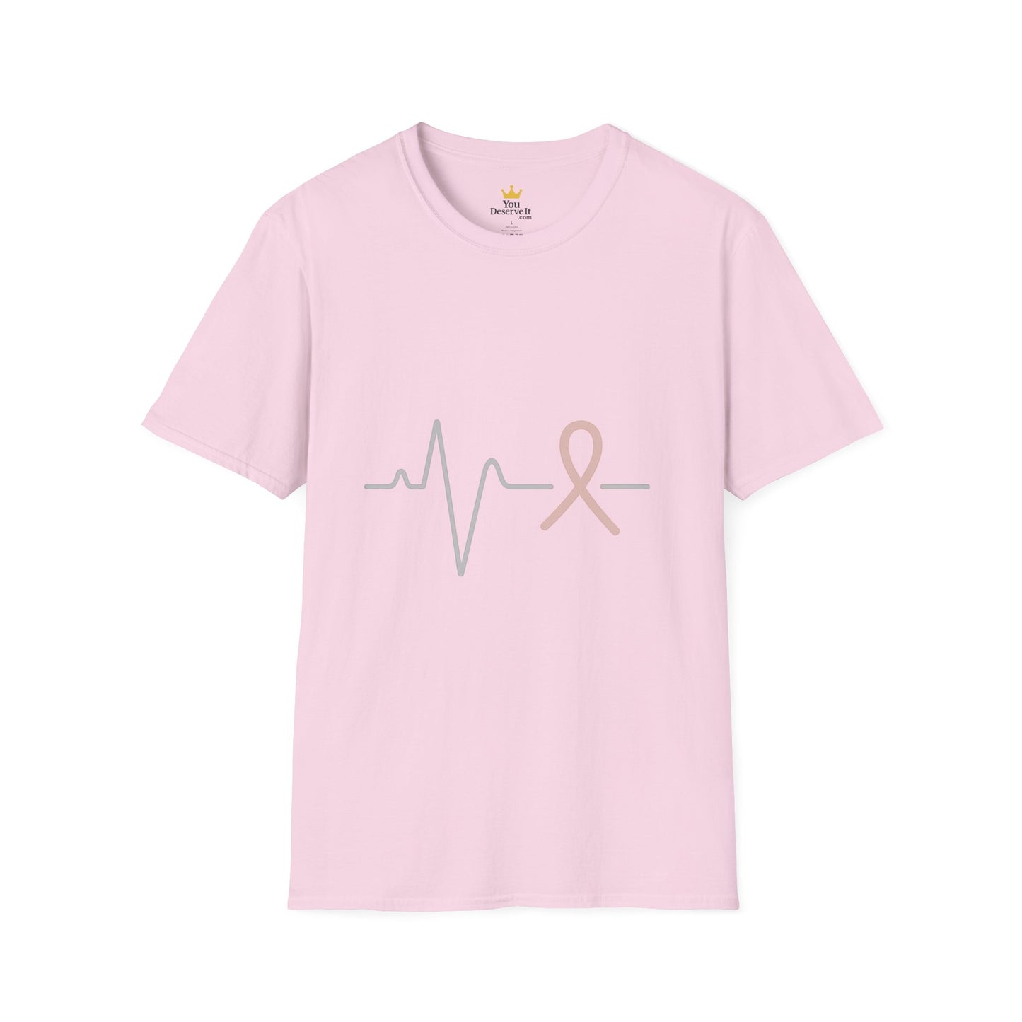 Heartbeat Pink Ribbon T-Shirt | Minimalist Breast Cancer Awareness Tee