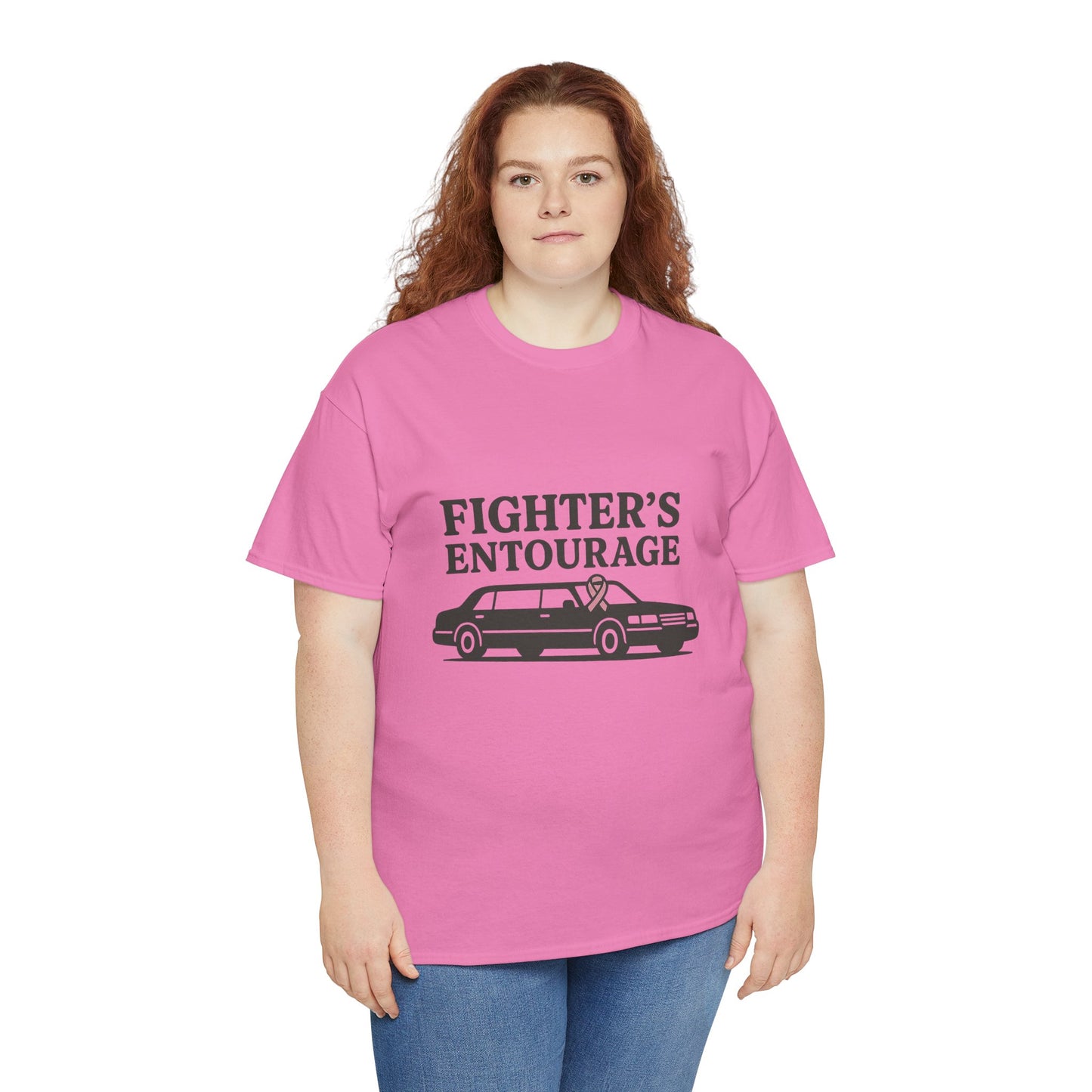 Fighter's Entourage Shirt | Breast Cancer Awareness Tee with Limo and Ribbon Design