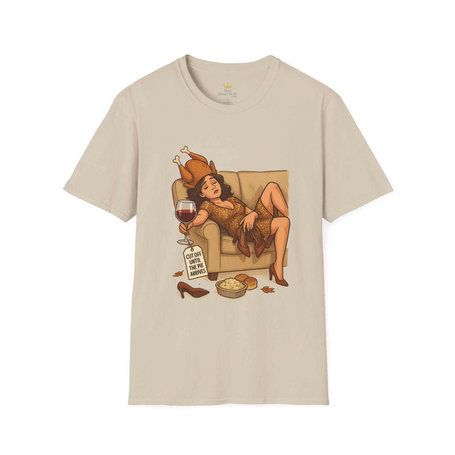 Cut Off Until the Pie Arrives | Funny Thanksgiving T-Shirt | Drunk Turkey Costume Shirt, Wine-Lover Holiday Tee, Sarcastic Friendsgiving Humor