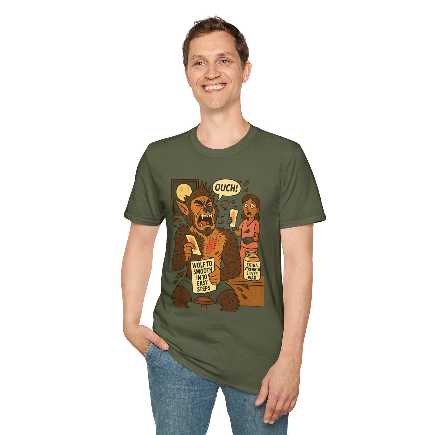 Werewolf Waxing Humor T-Shirt – “Wolf to Smooth” Spa Comedy Design