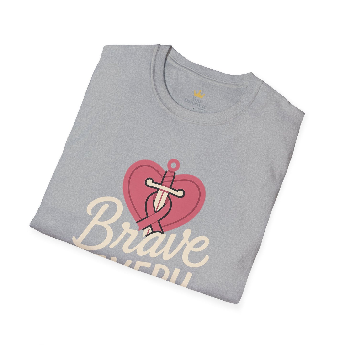 Brave Every Day Shirt | Breast Cancer Awareness Tee with Sword & Ribbon Heart