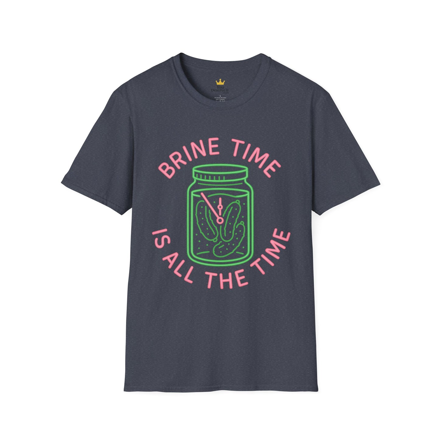 Brine Time Is All the Time – Retro Neon Pickle Jar T-Shirt