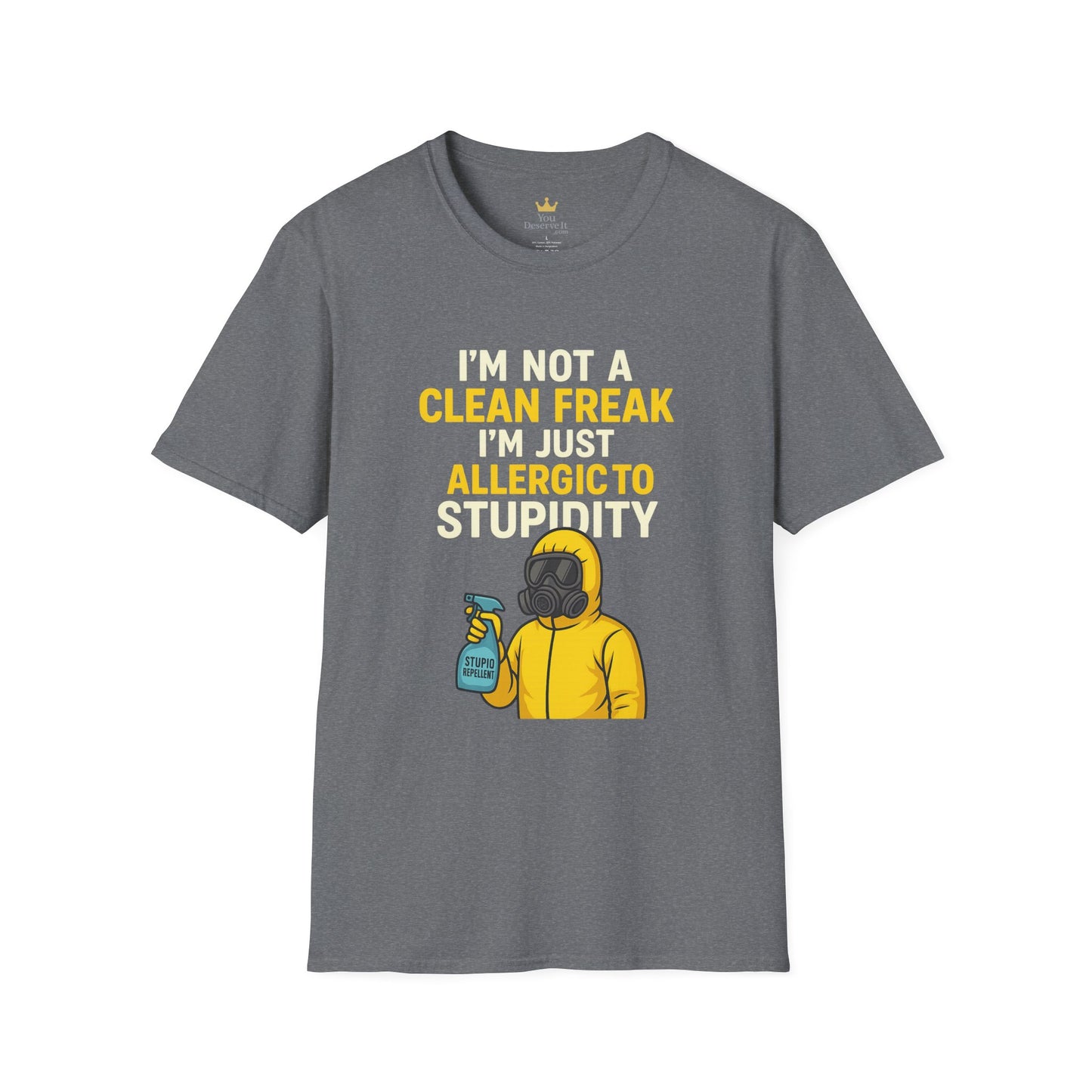 Funny Allergic to Stupidity T-Shirt, Gift for Clean Freaks, Quirky Statement Tee, Unisex Humor Shirt, Perfect for Friends & Family