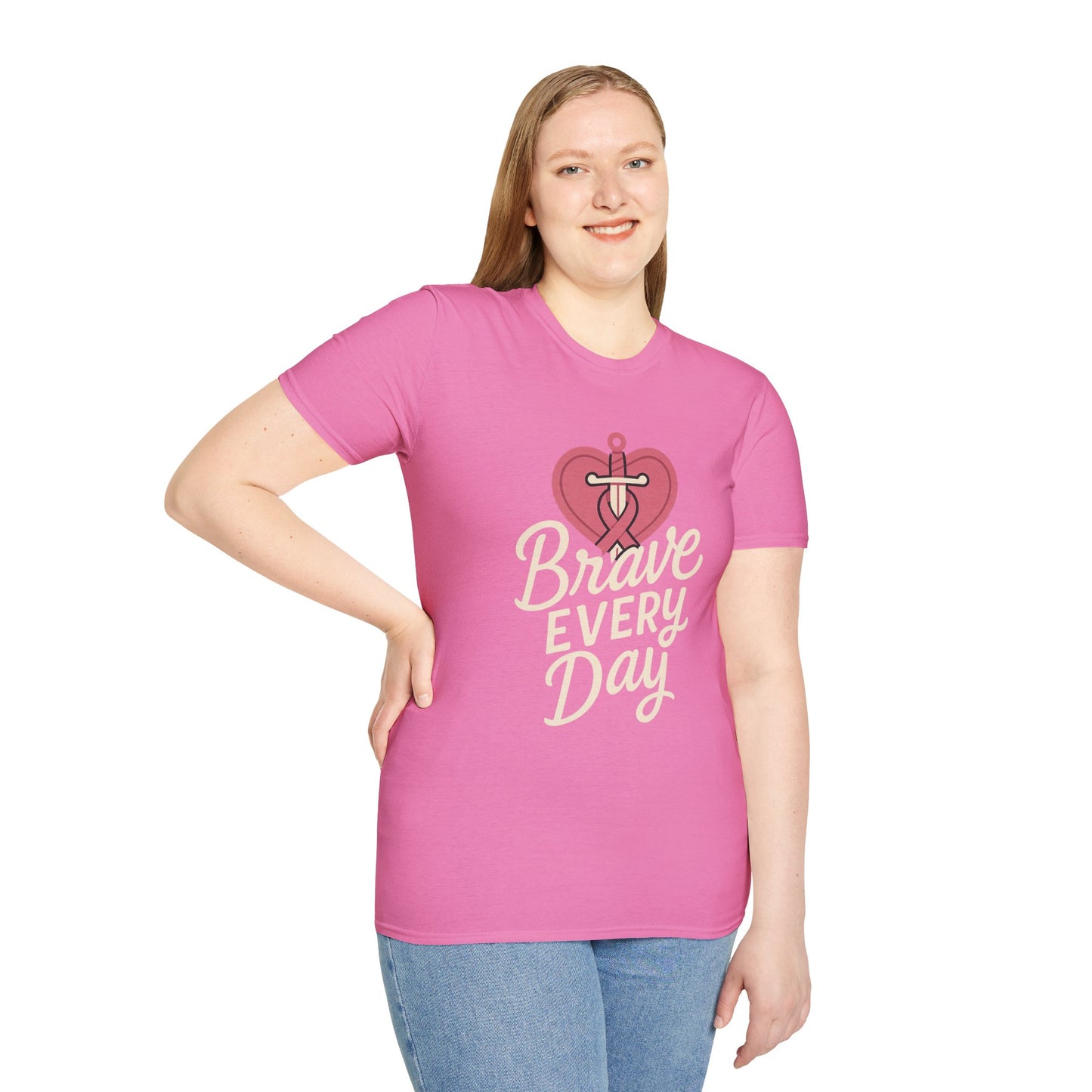 Brave Every Day Shirt | Breast Cancer Awareness Tee with Sword & Ribbon Heart