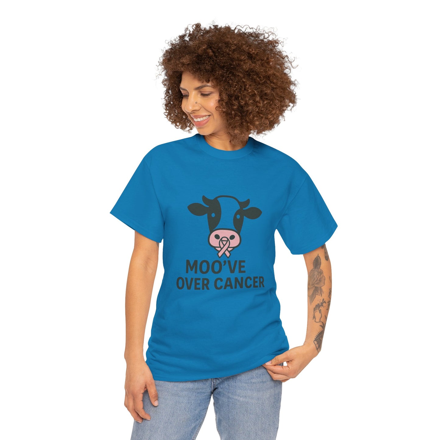 Moo've Over Cancer | Breast Cancer Awareness Cow Tee