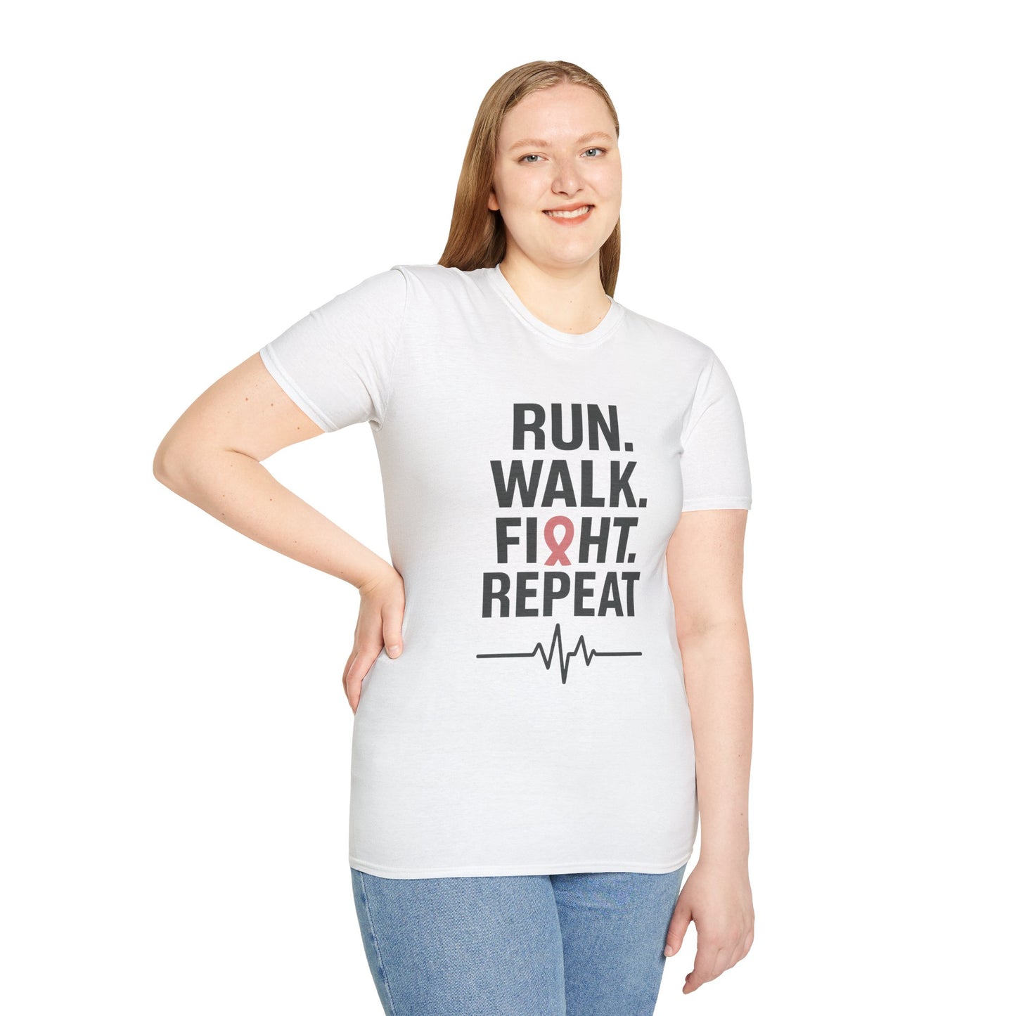 Run. Walk. Fight. Repeat. | Breast Cancer Awareness Tee